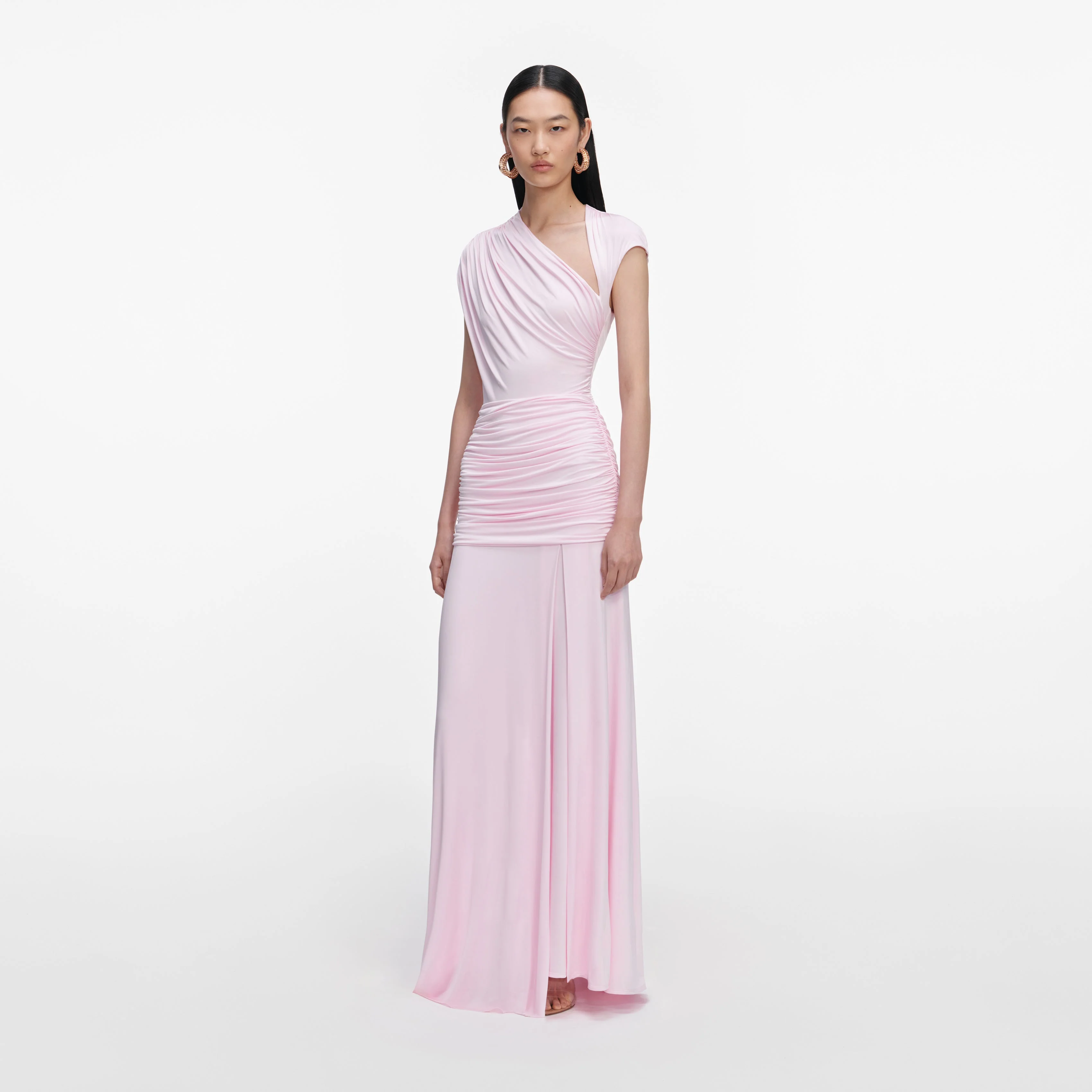 Pink Jersey Draped Maxi Dress - Image 2