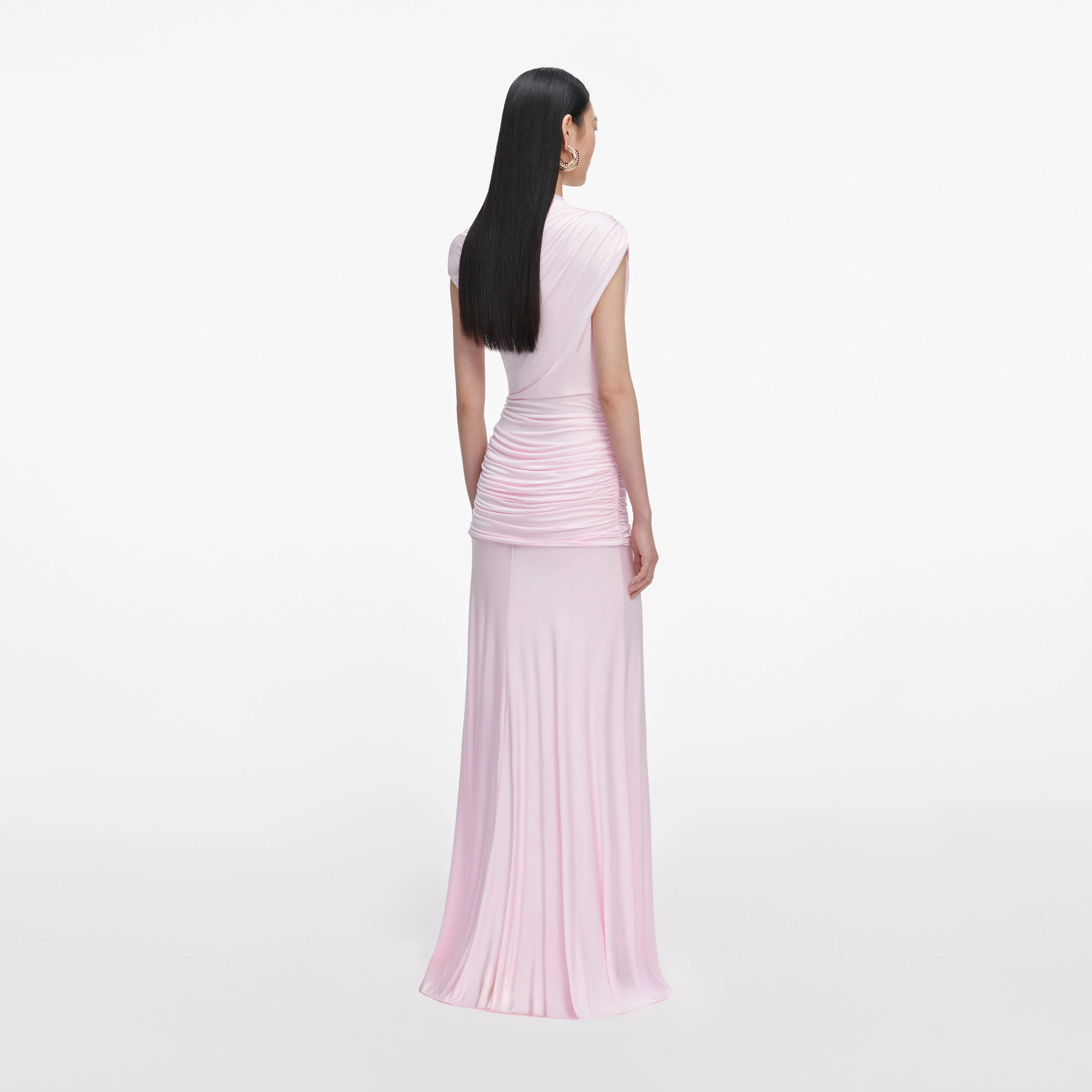 Pink Jersey Draped Maxi Dress - Image 3