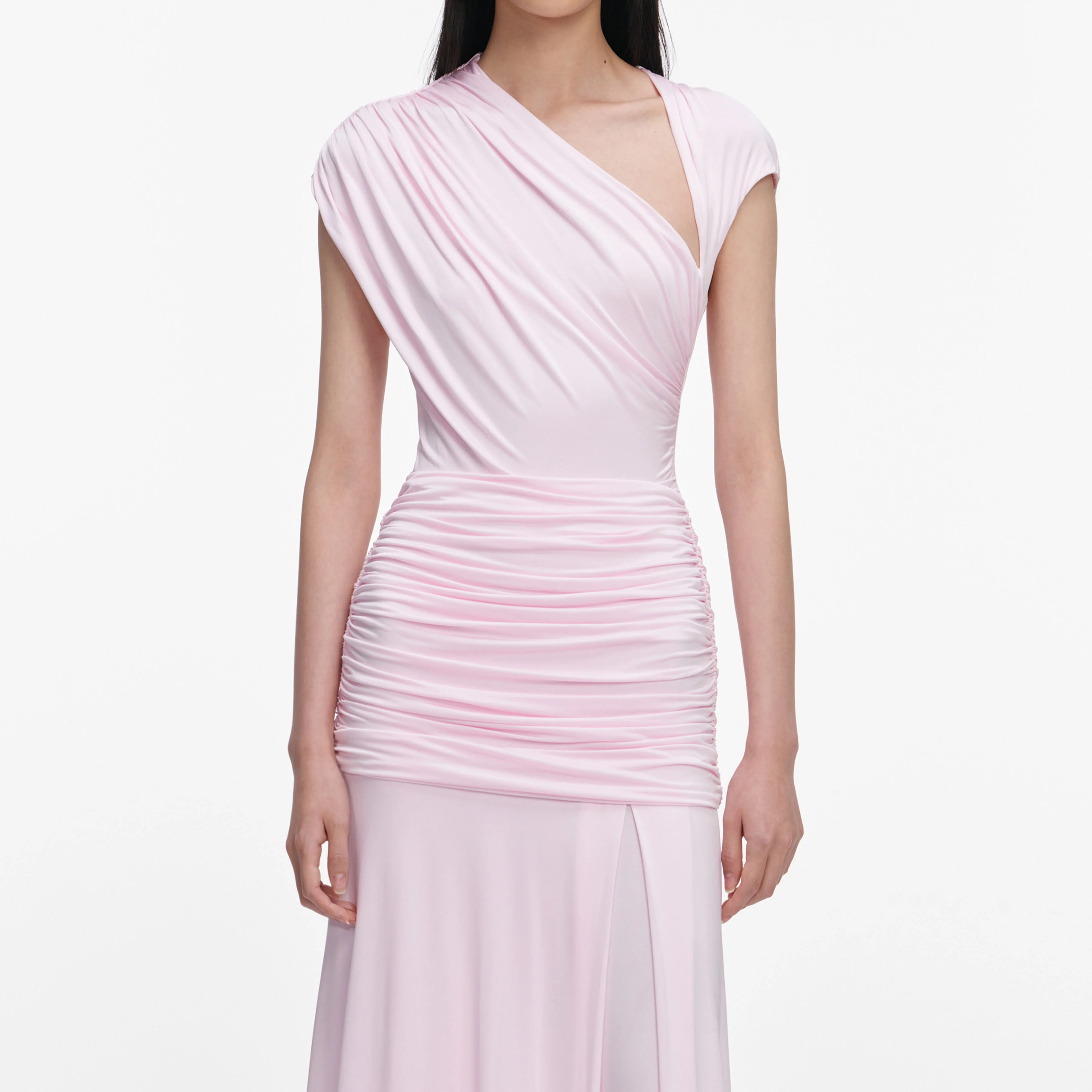 Pink Jersey Draped Maxi Dress - Image 4