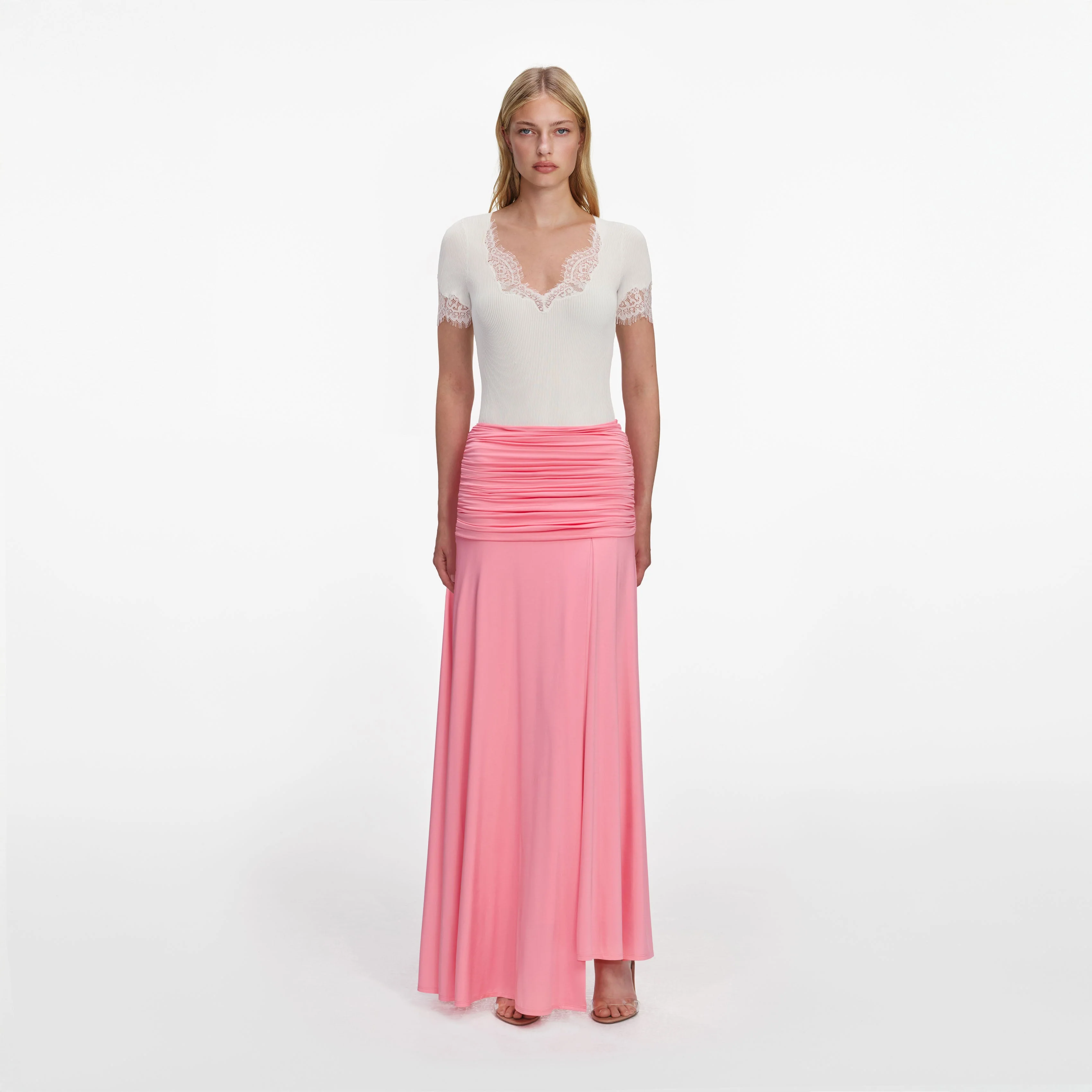 Pink Jersey Gathered Maxi Skirt - Image 6