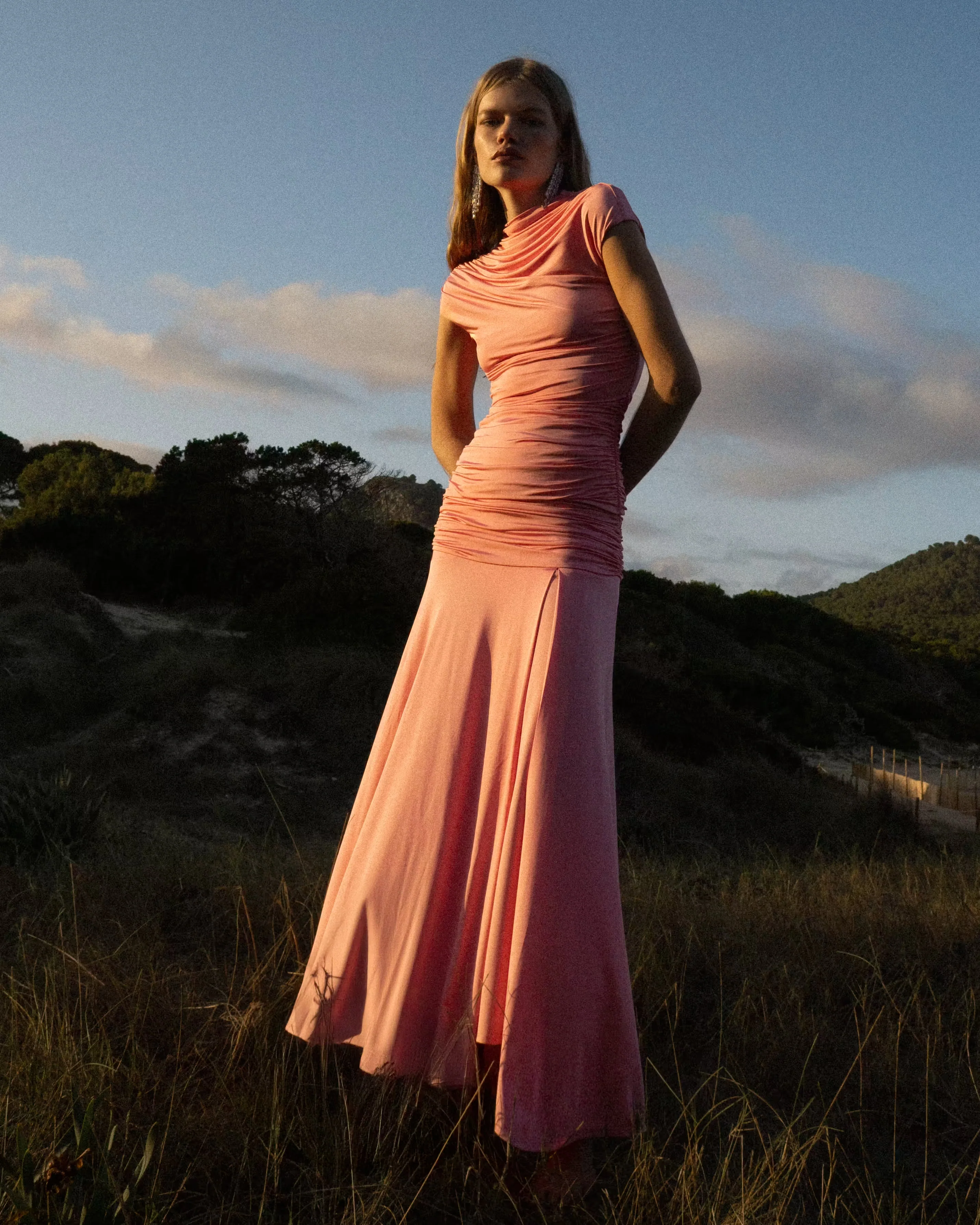 Pink Jersey Gathered Maxi Skirt - Image 7
