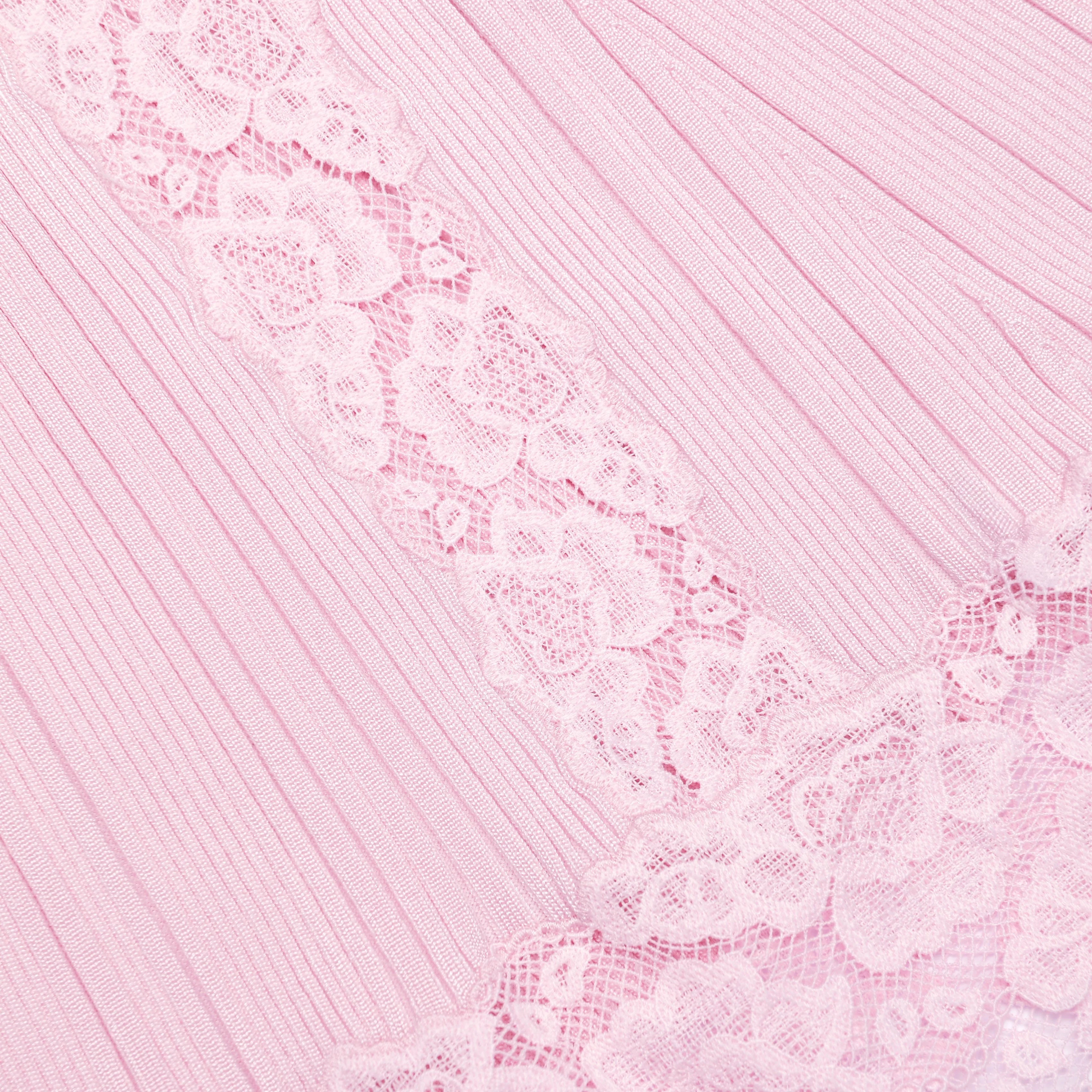 Pink Knit Lace Insert Midi Dress - Image 5