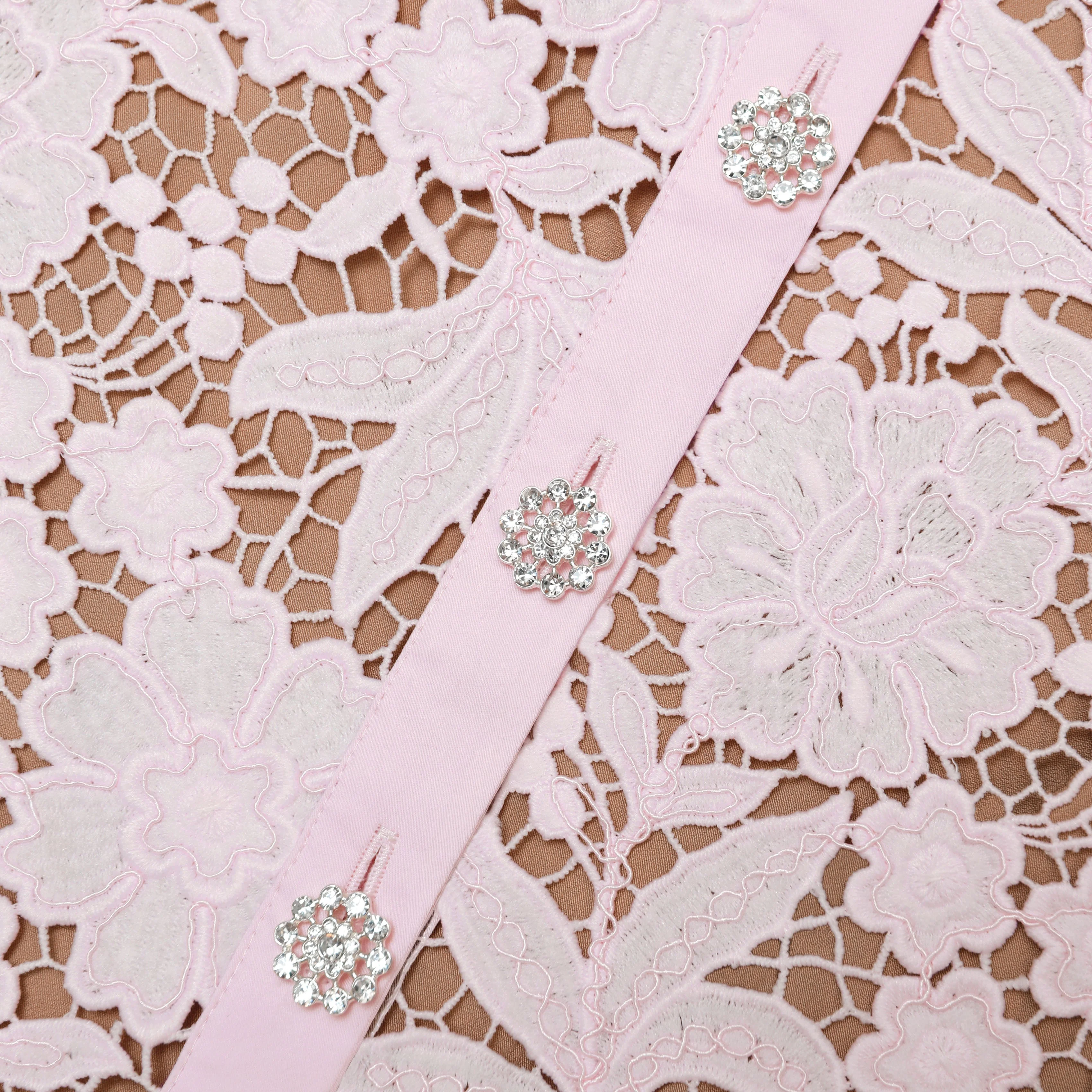 Pink Lace Collared Midi Dress - Image 5