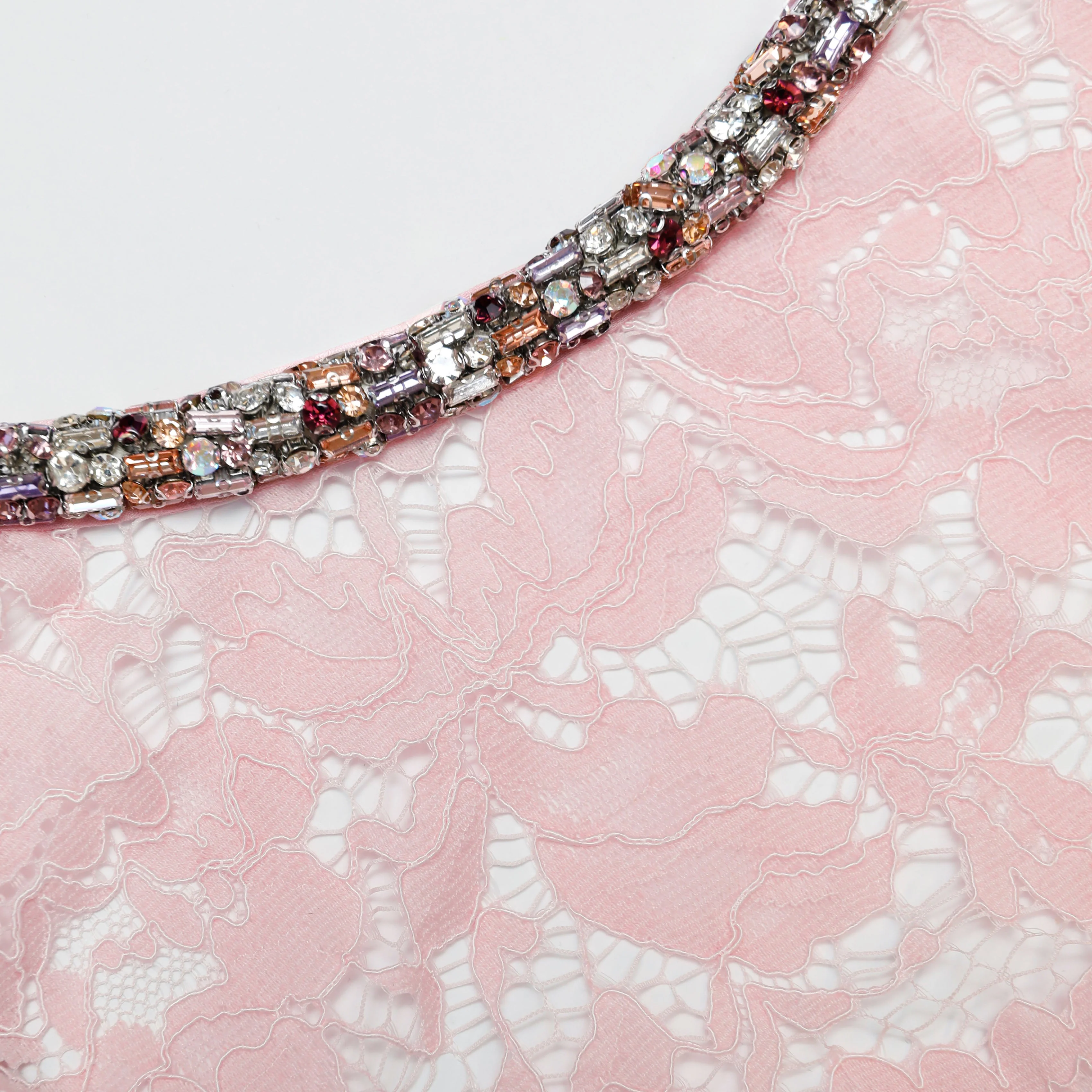 Pink Lace Crystal Mini Dress - Image 5