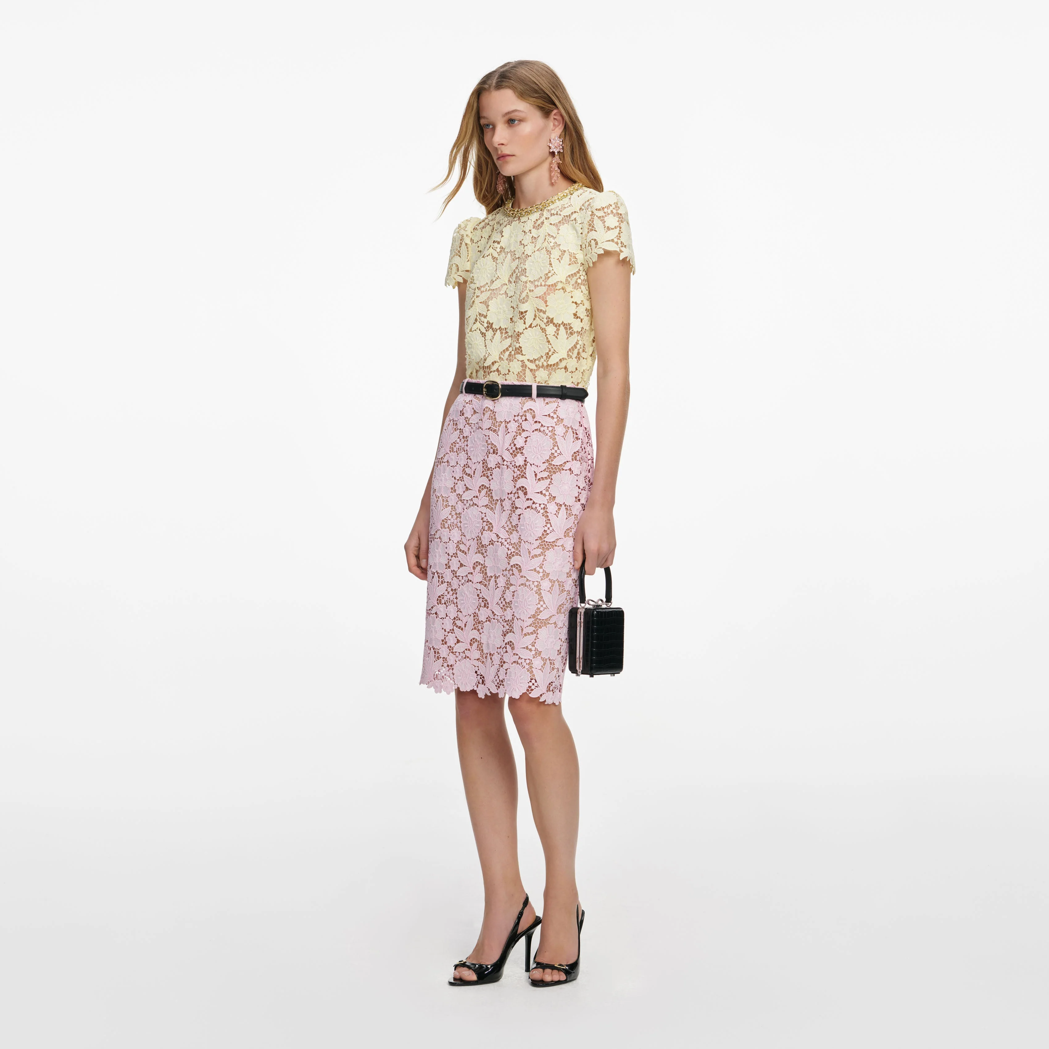 Pink Lace Midi Skirt - Image 2