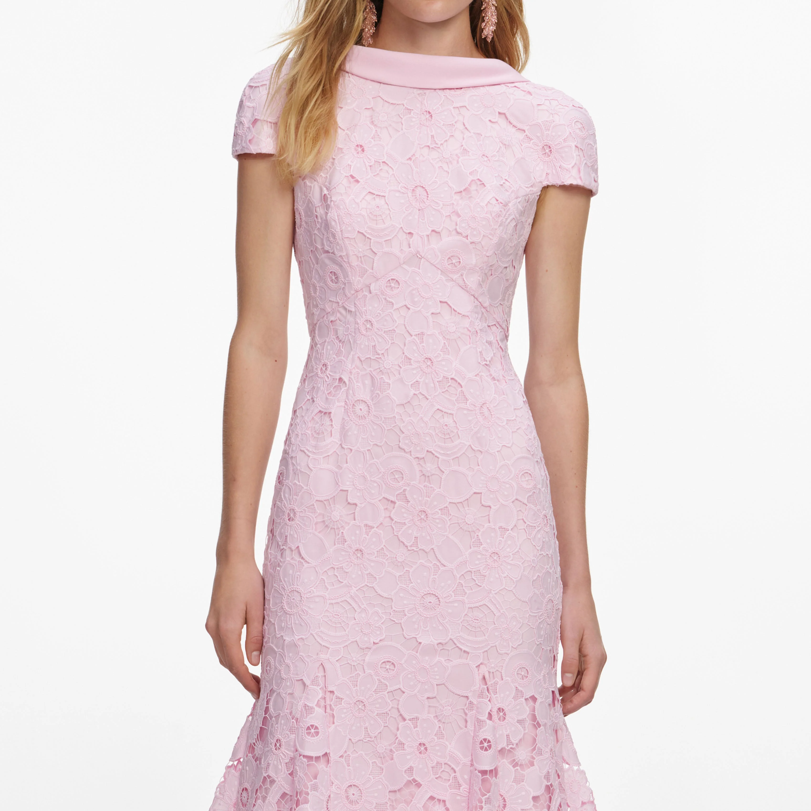 Pink Lace Scoop Back Midi Dress - Image 4