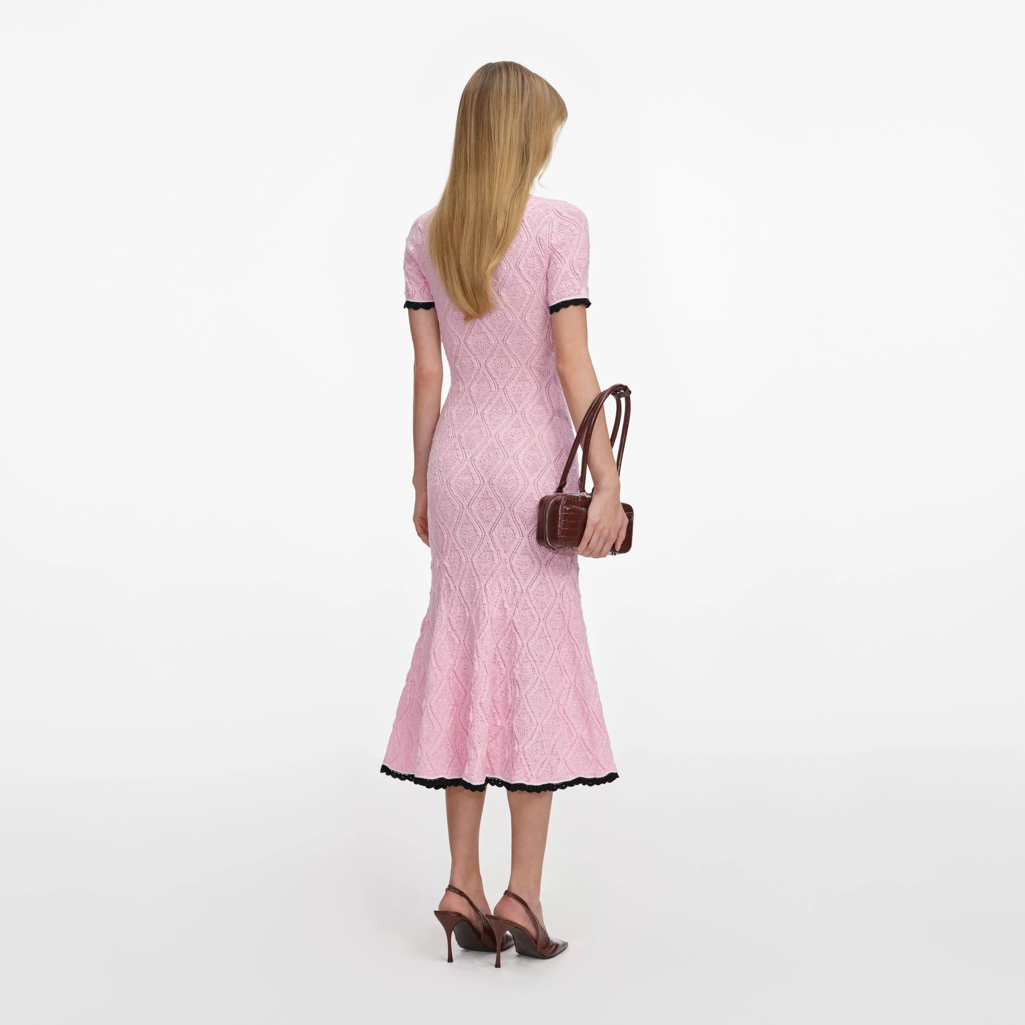 Pink Pointelle Knit Midi Dress - Image 3