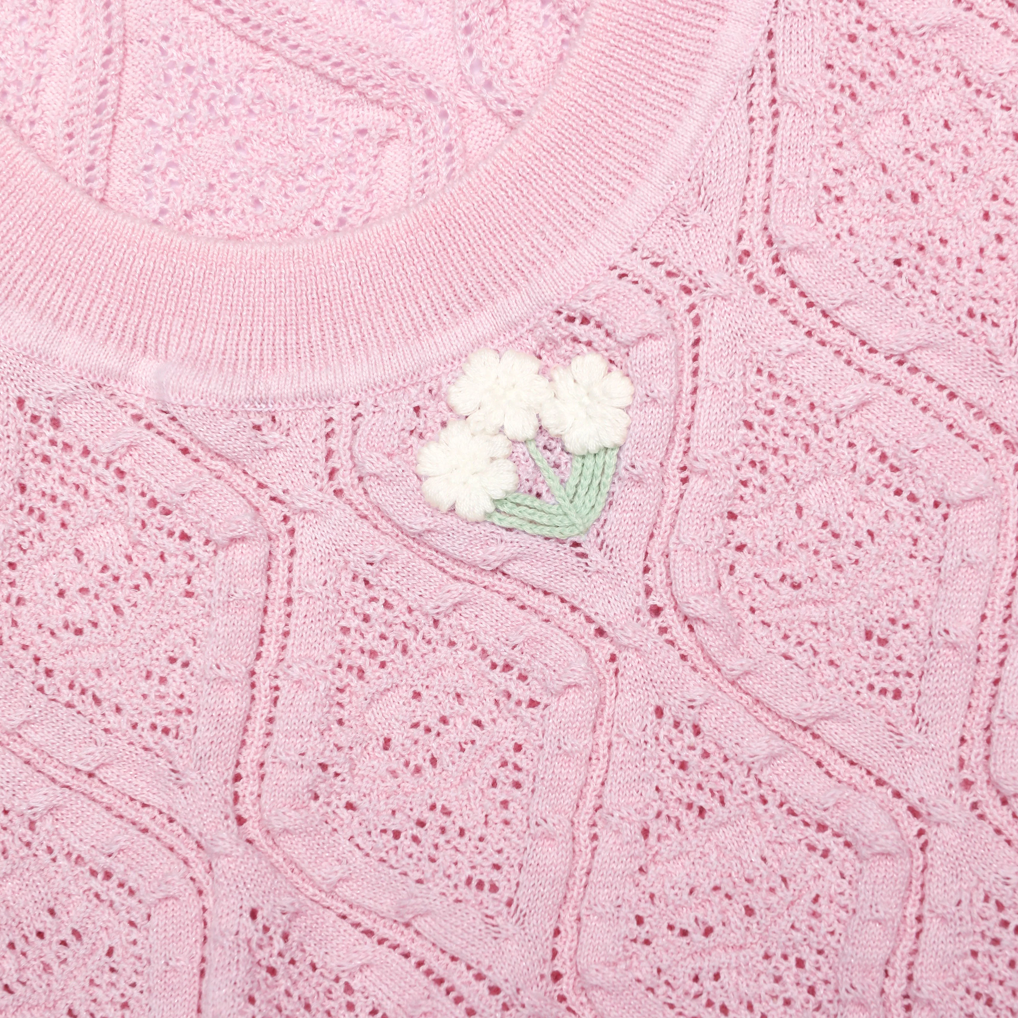 Pink Pointelle Knit Midi Dress - Image 5