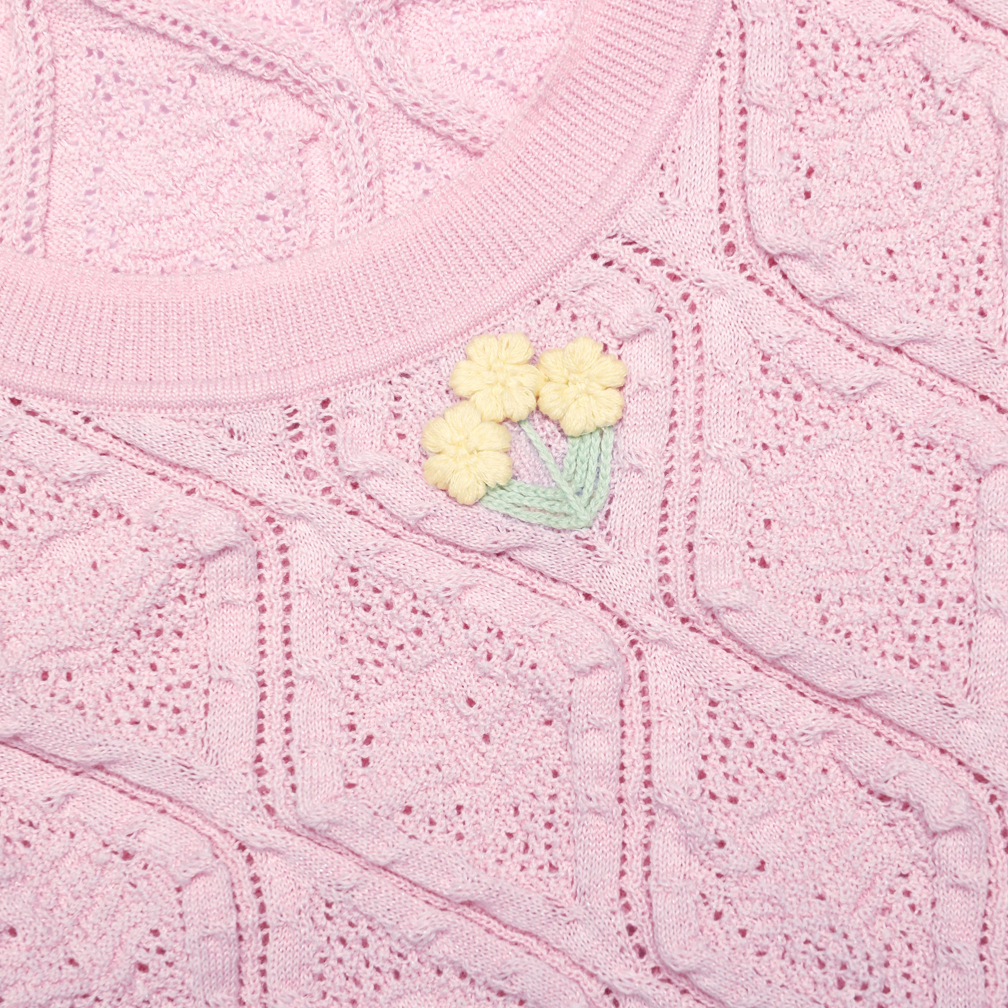 Pink Pointelle Knit Mini Dress - Image 5