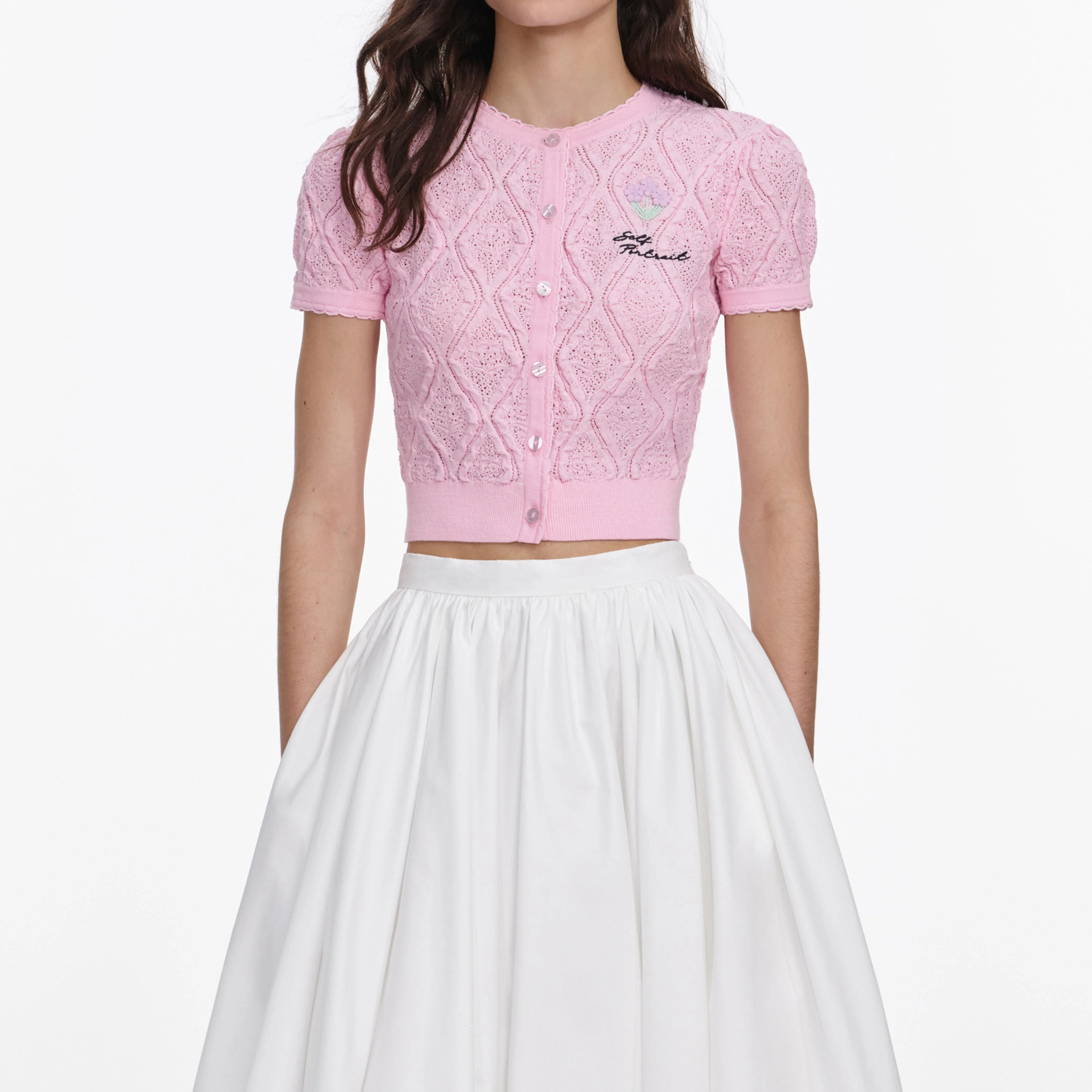 Pink Pointelle Knit Top - Image 4