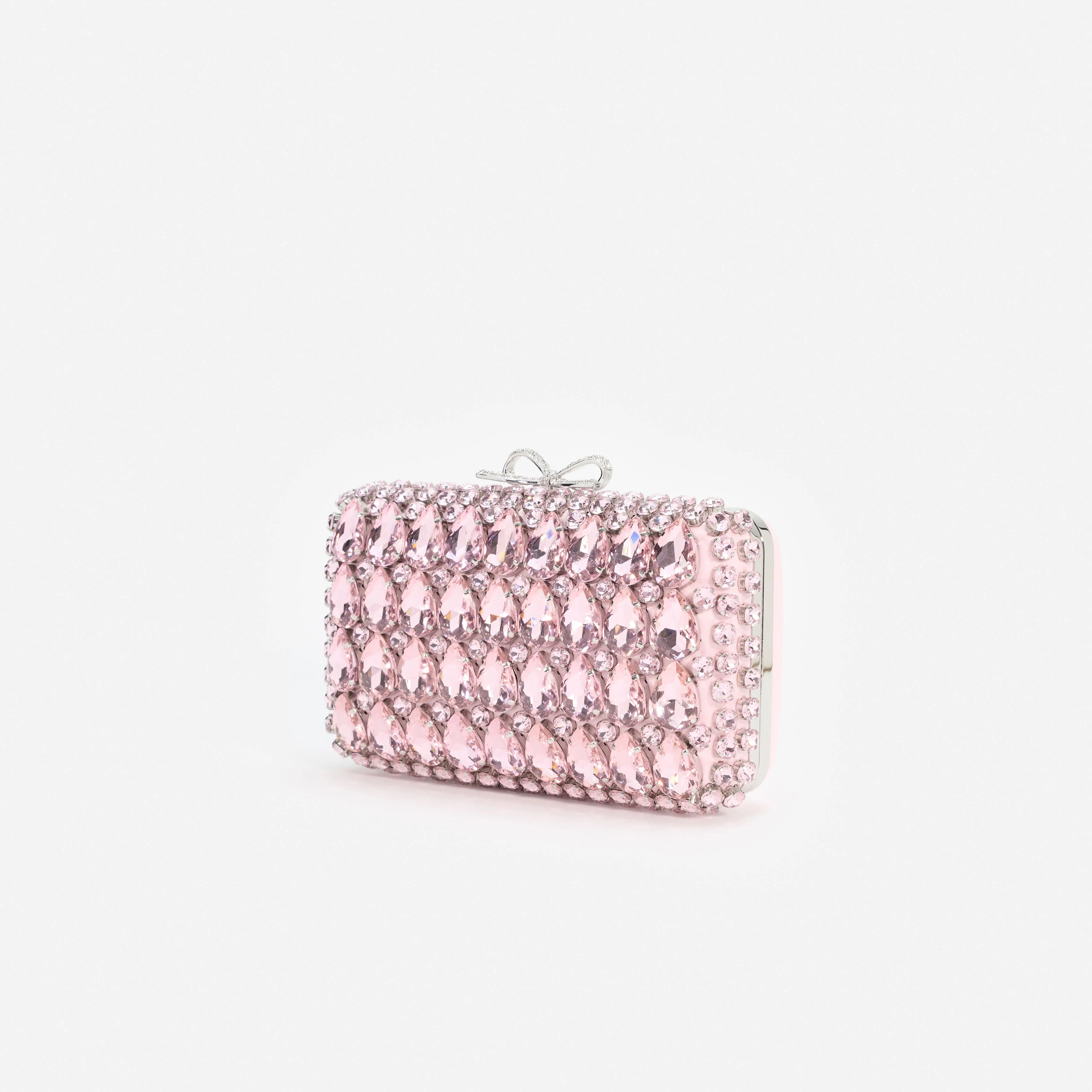 Pink Satin Crystal Clutch Bag - Image 2