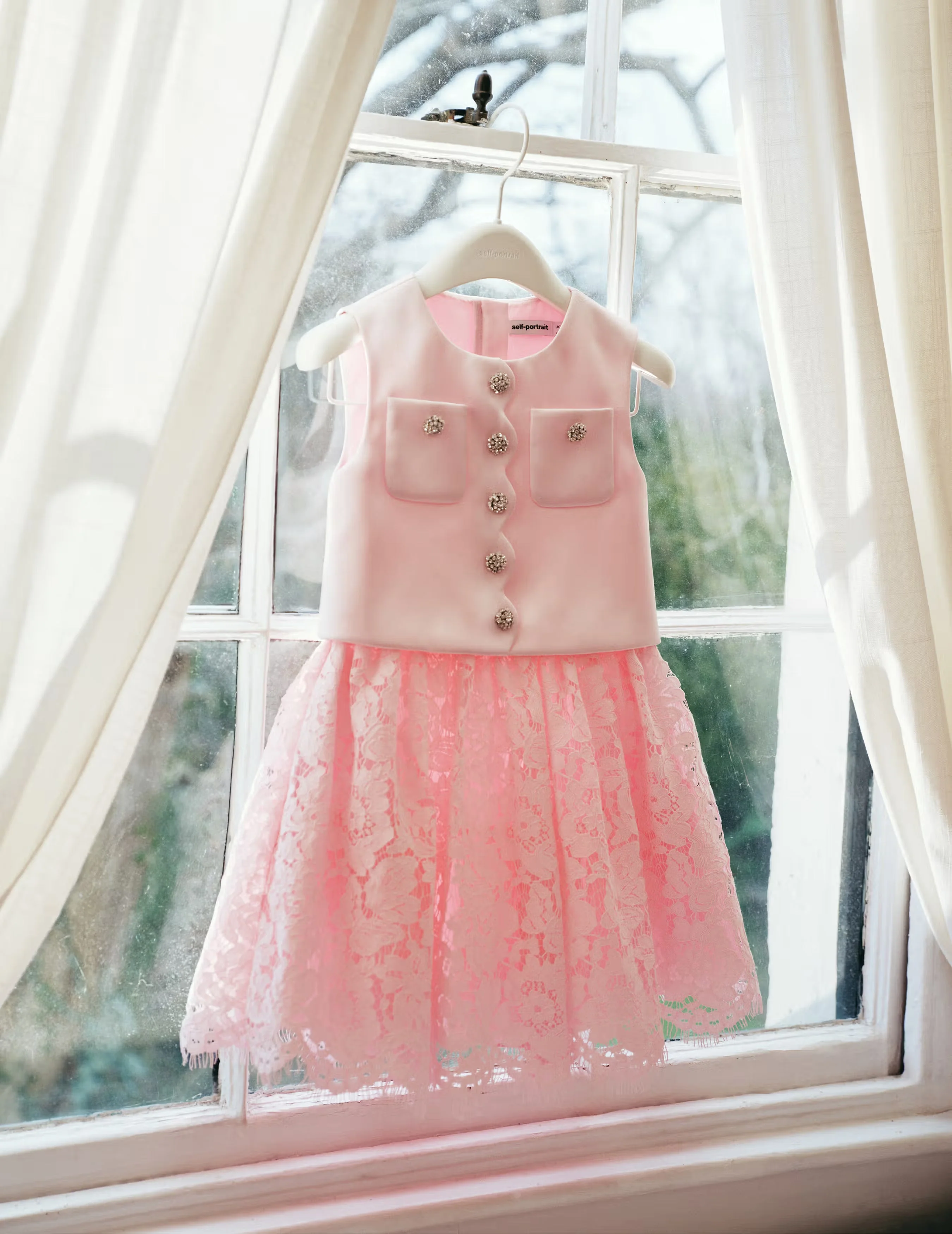 Pink Satin Lace Dress - Image 3