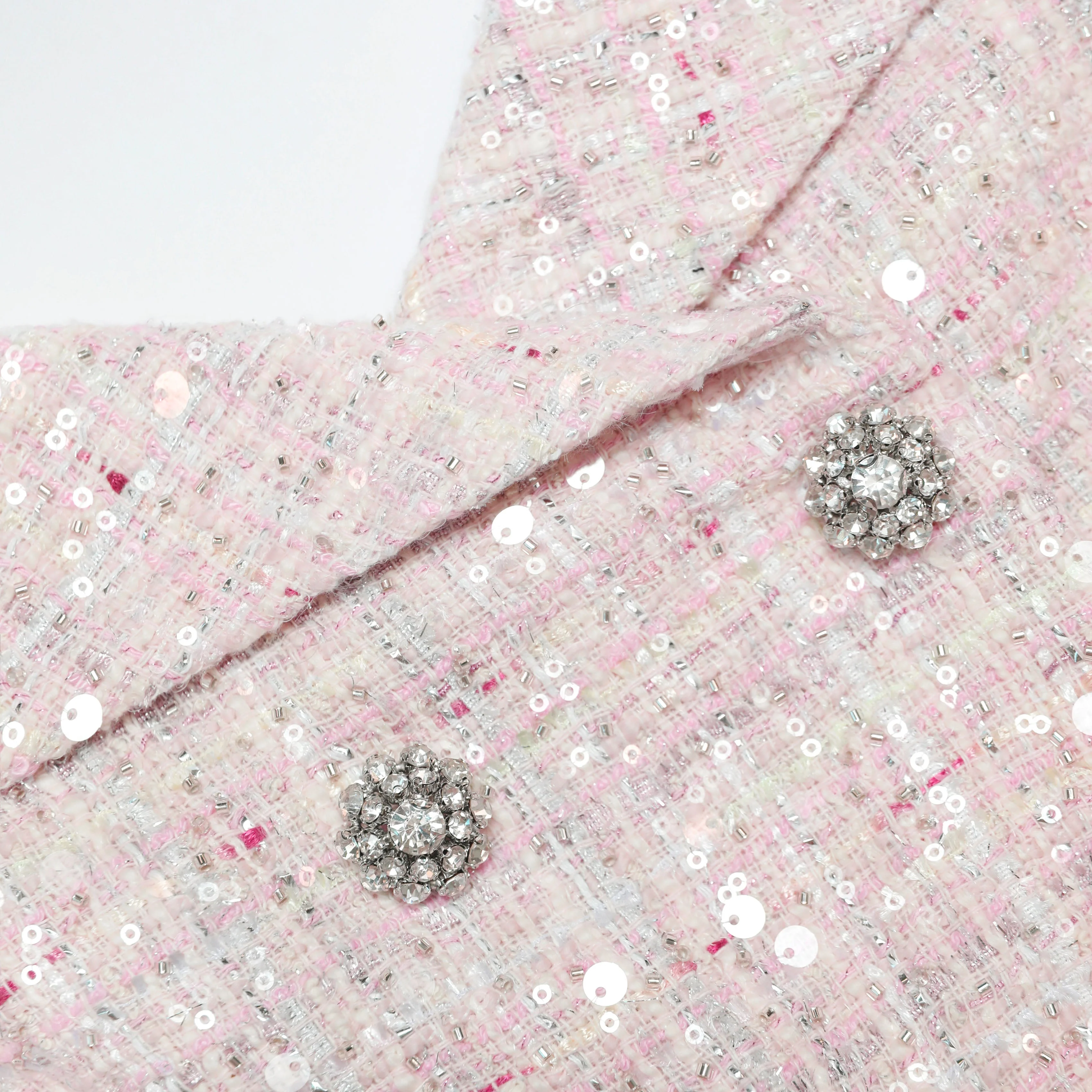 Pink Sequin Boucle Maxi Dress - Image 5
