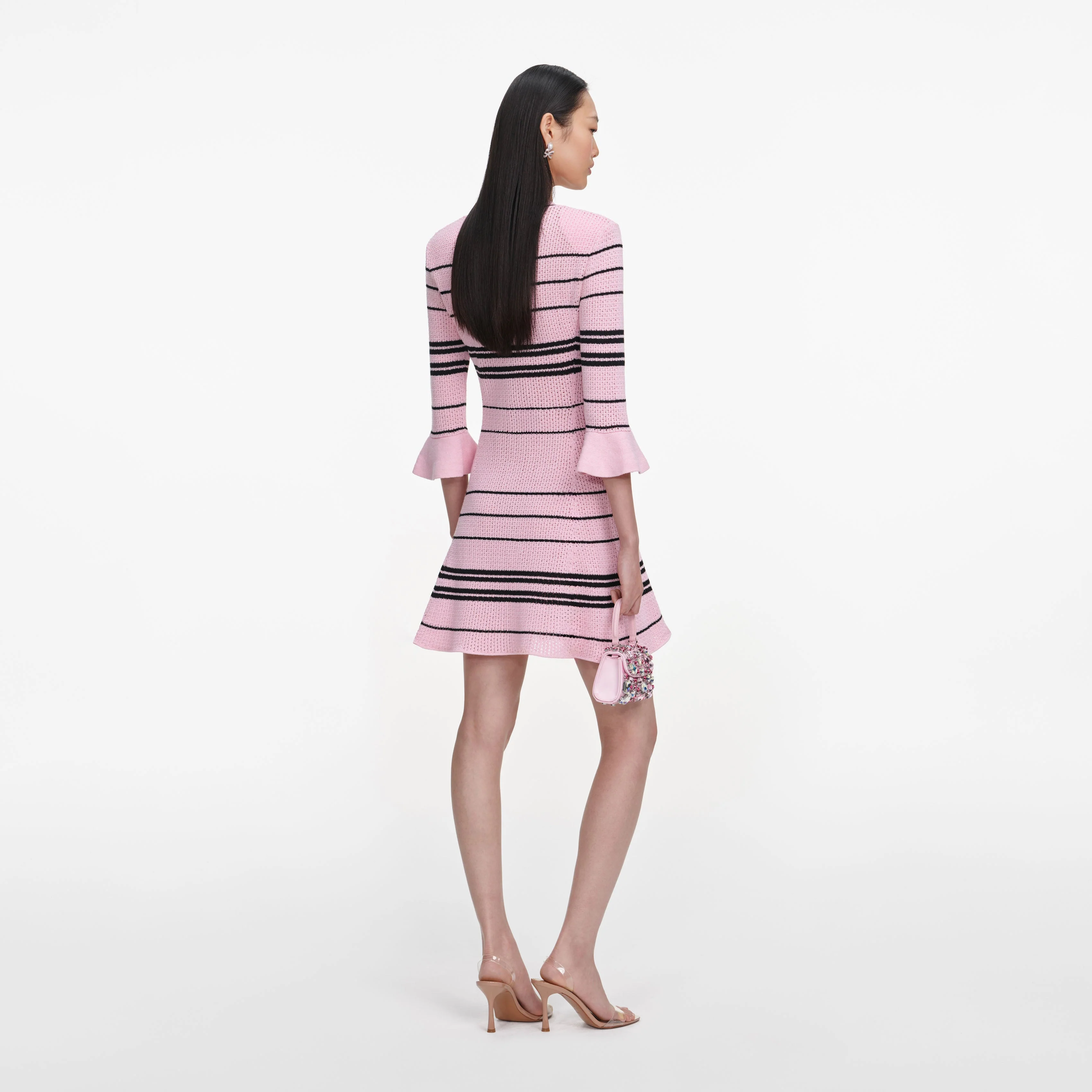 Pink Stripe Knit Mini Dress - Image 3