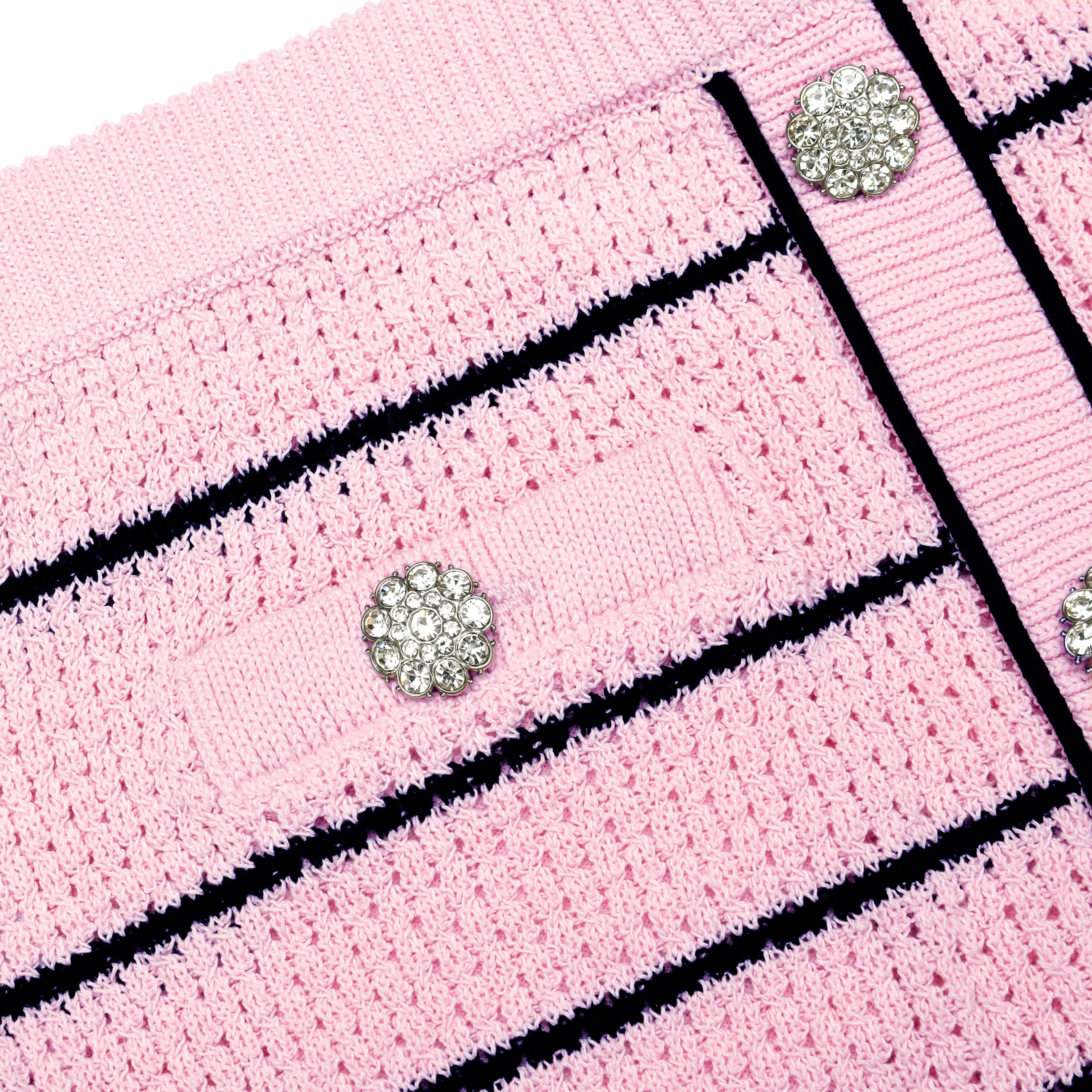 Pink Stripe Knit Mini Skirt - Image 5