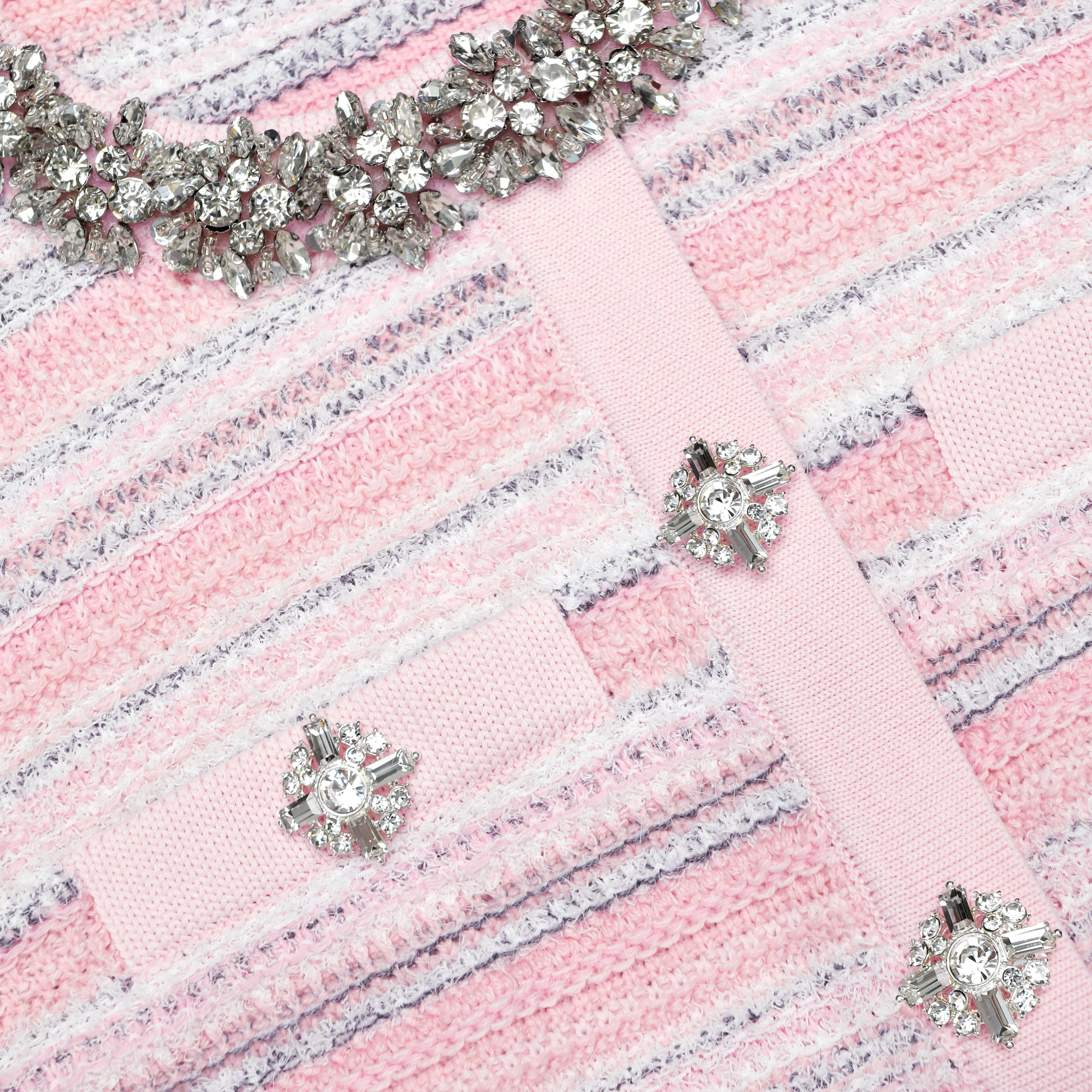 Pink Textured Knit Mini Dress - Image 5
