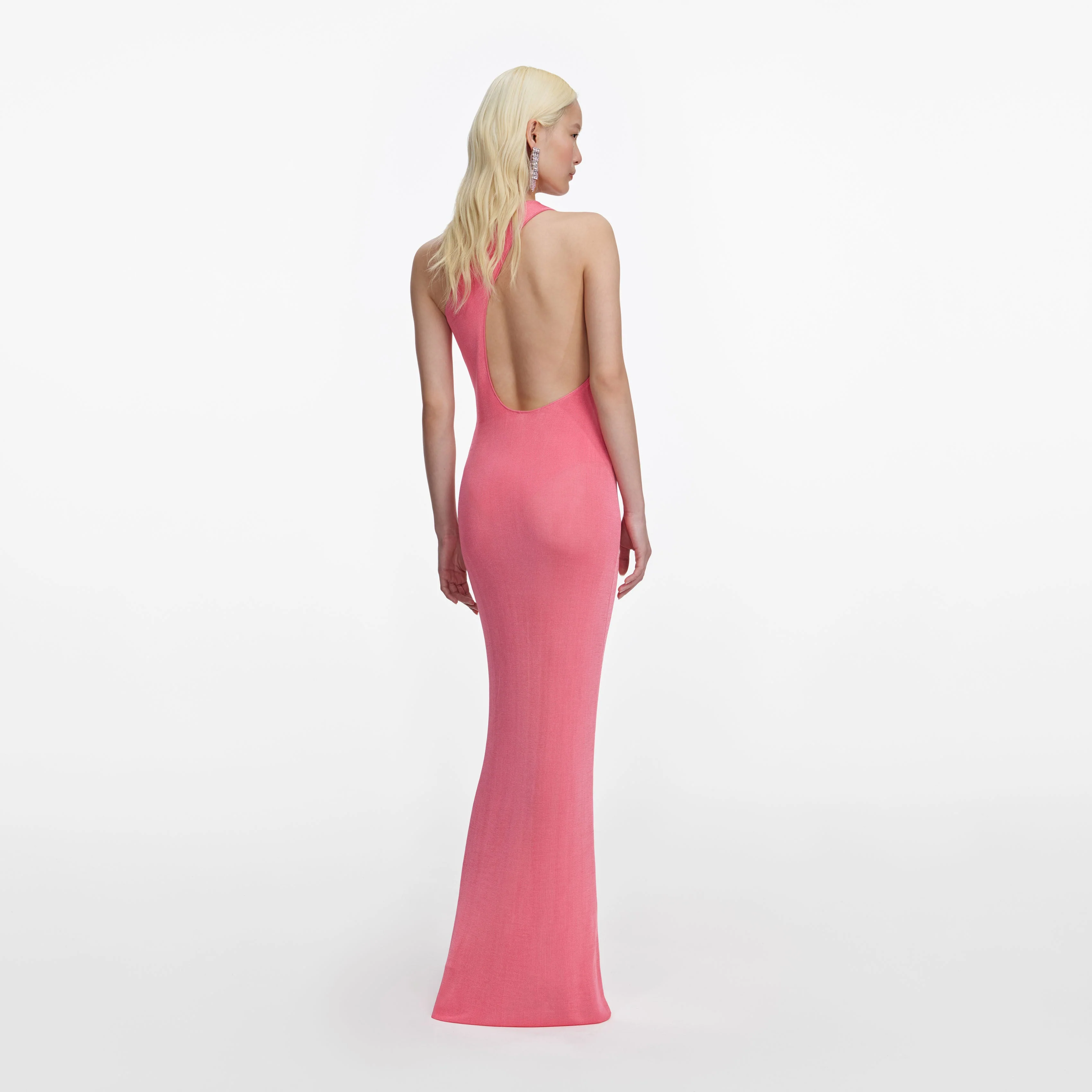 Pink Viscose Knit One Shoulder Maxi Dress - Image 3