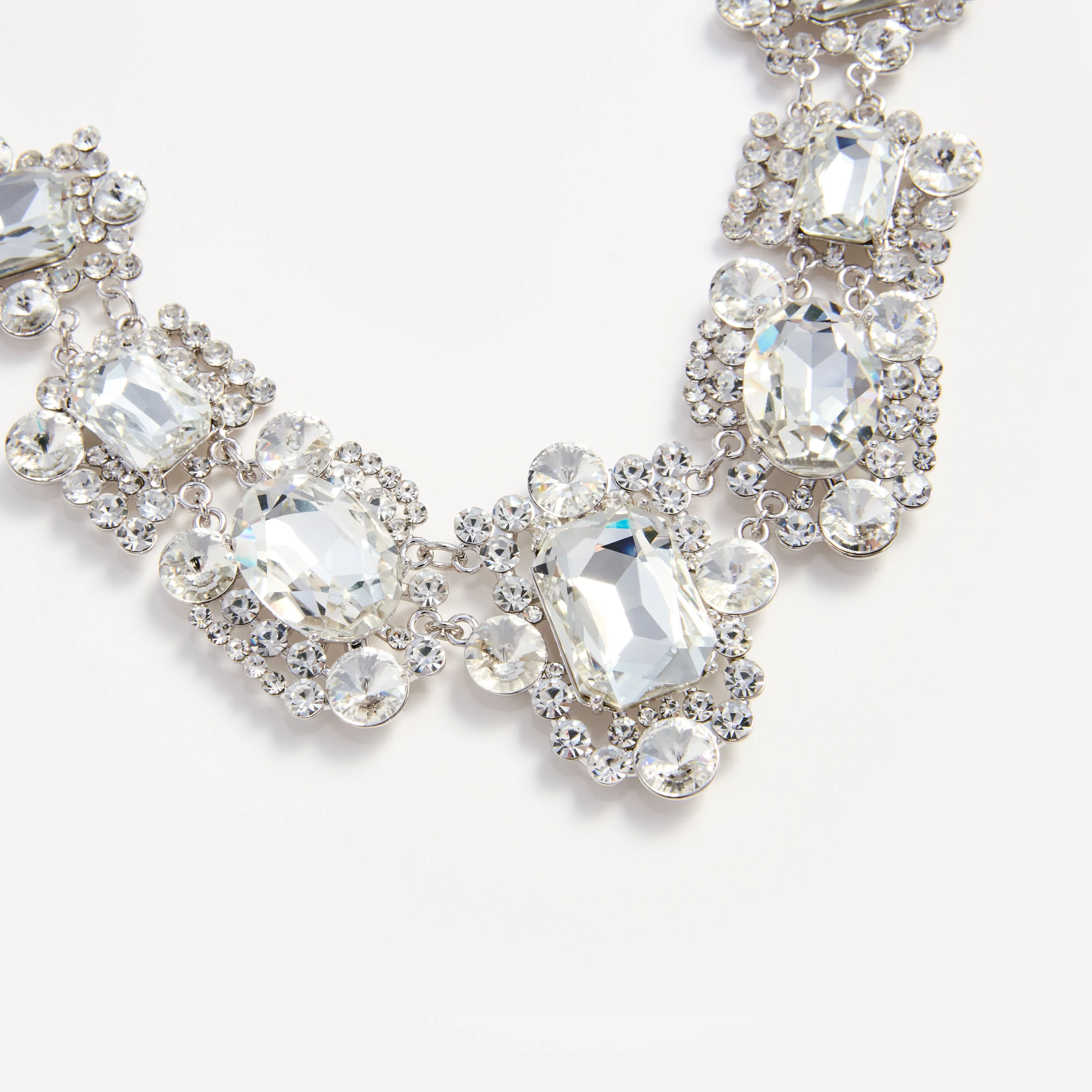 Silver Crystal Cluster Necklace - Image 3