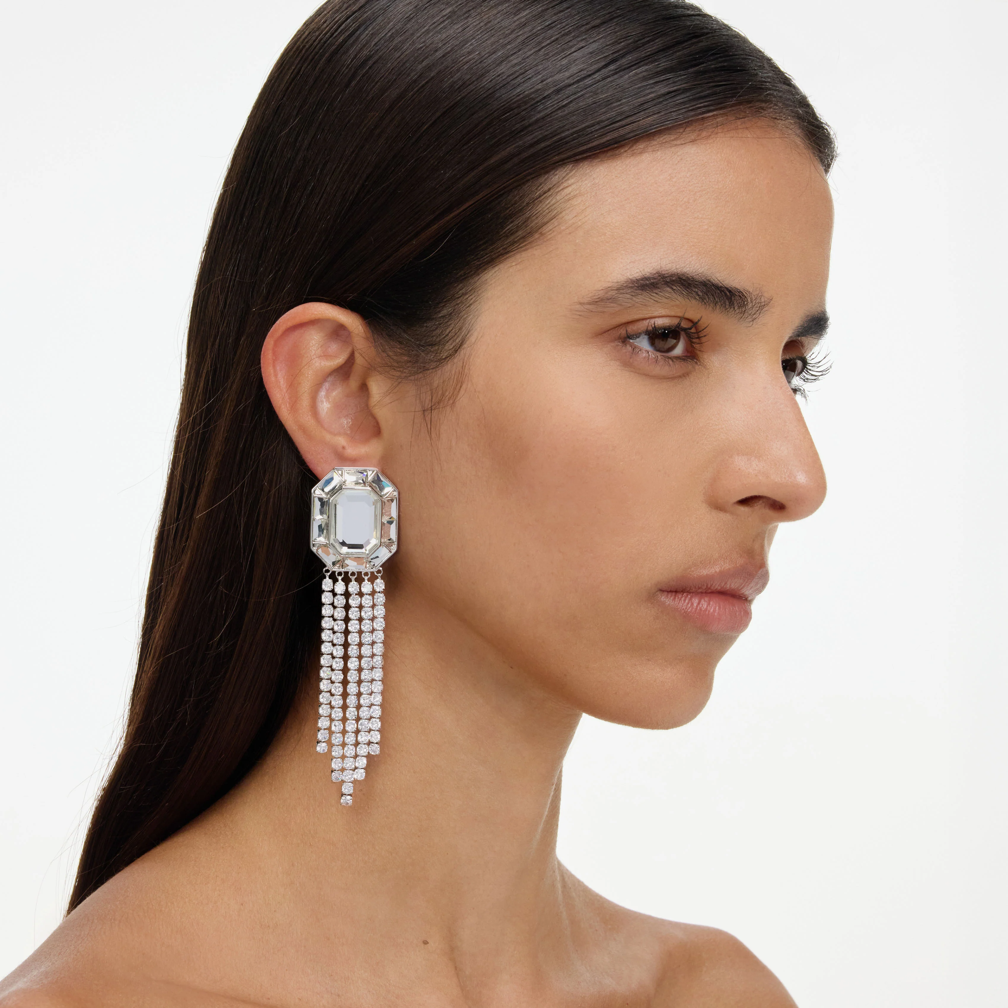Silver Crystal Droplet Earrings - Image 2