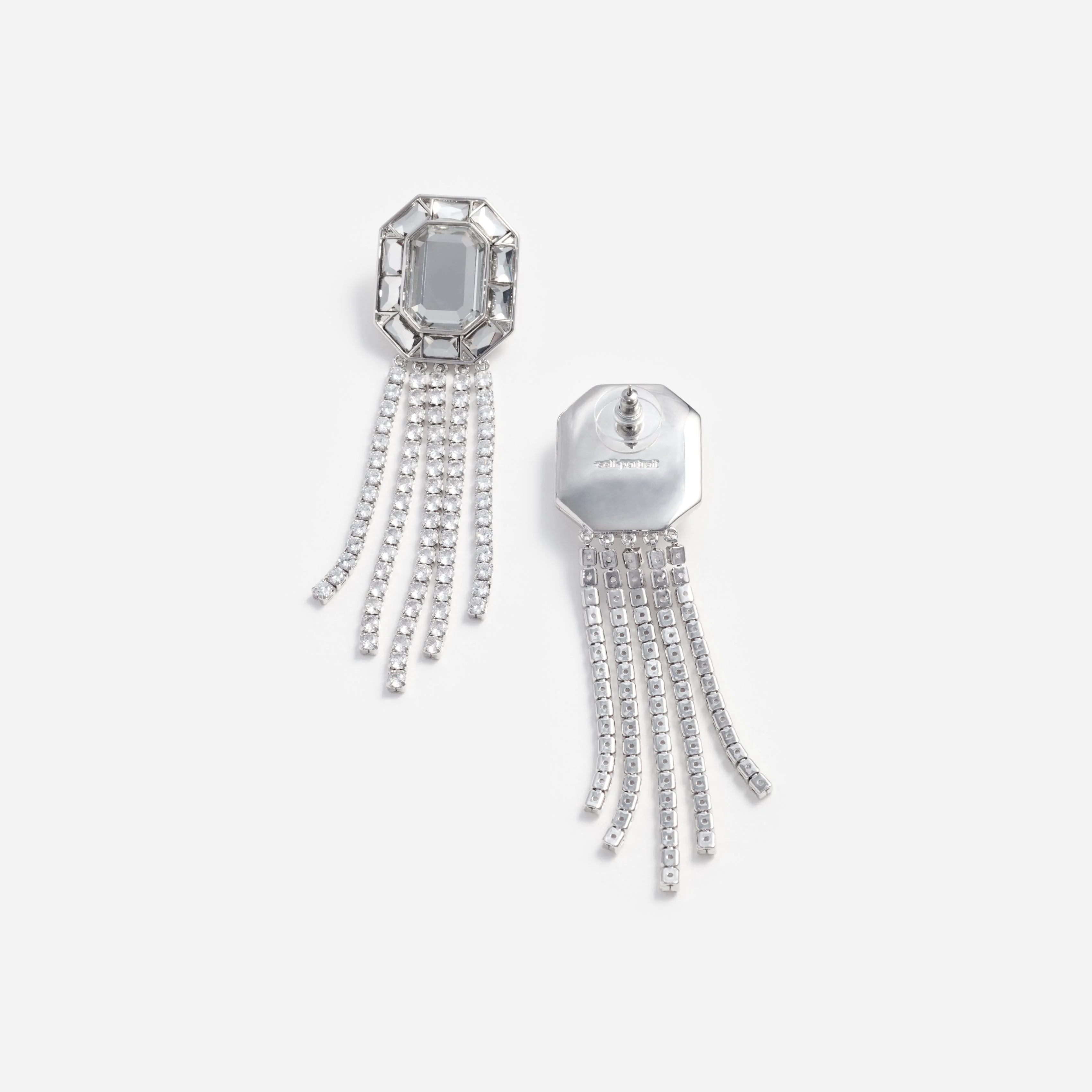 Silver Crystal Droplet Earrings - Image 3