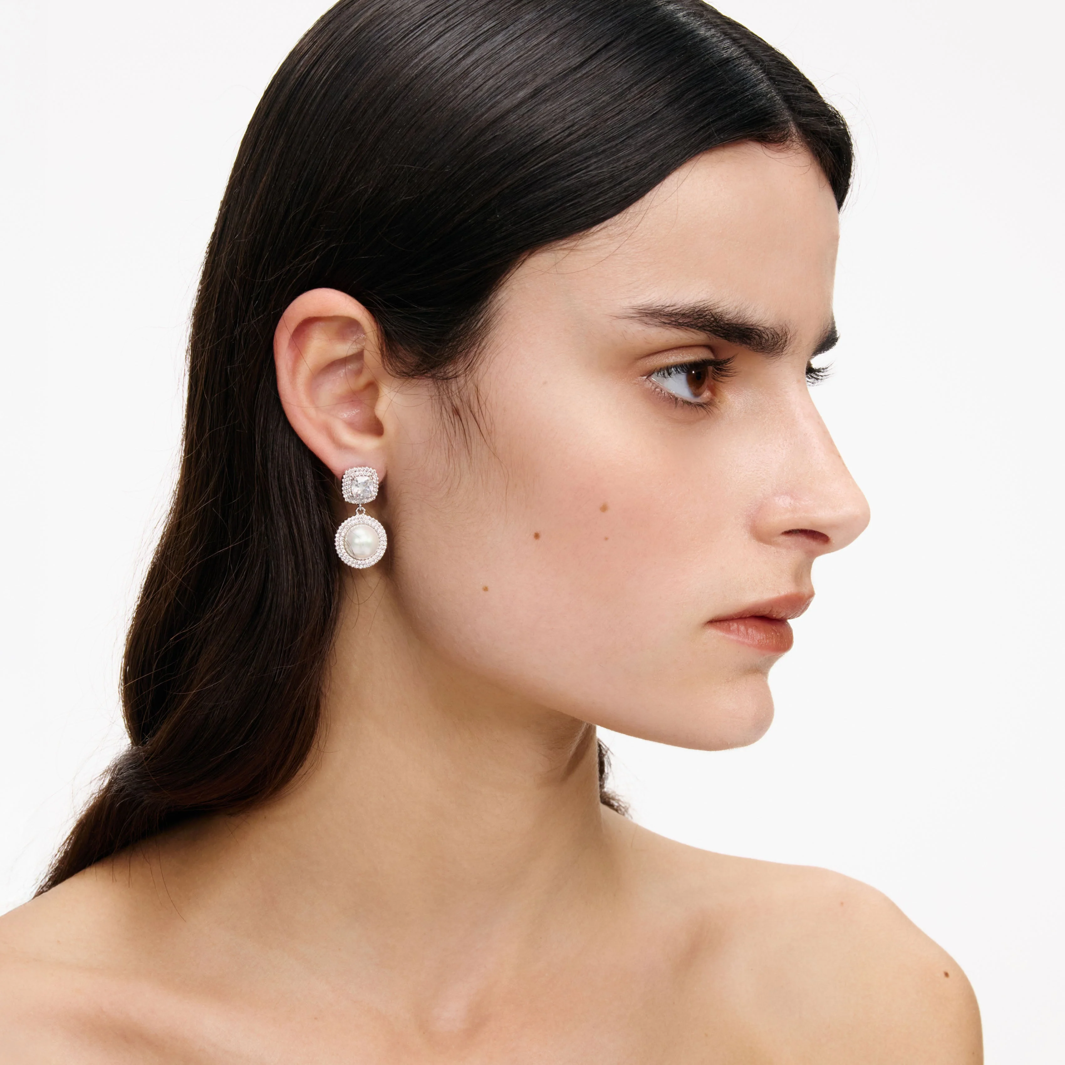 Silver Pearl Drop Earrings - Image 2