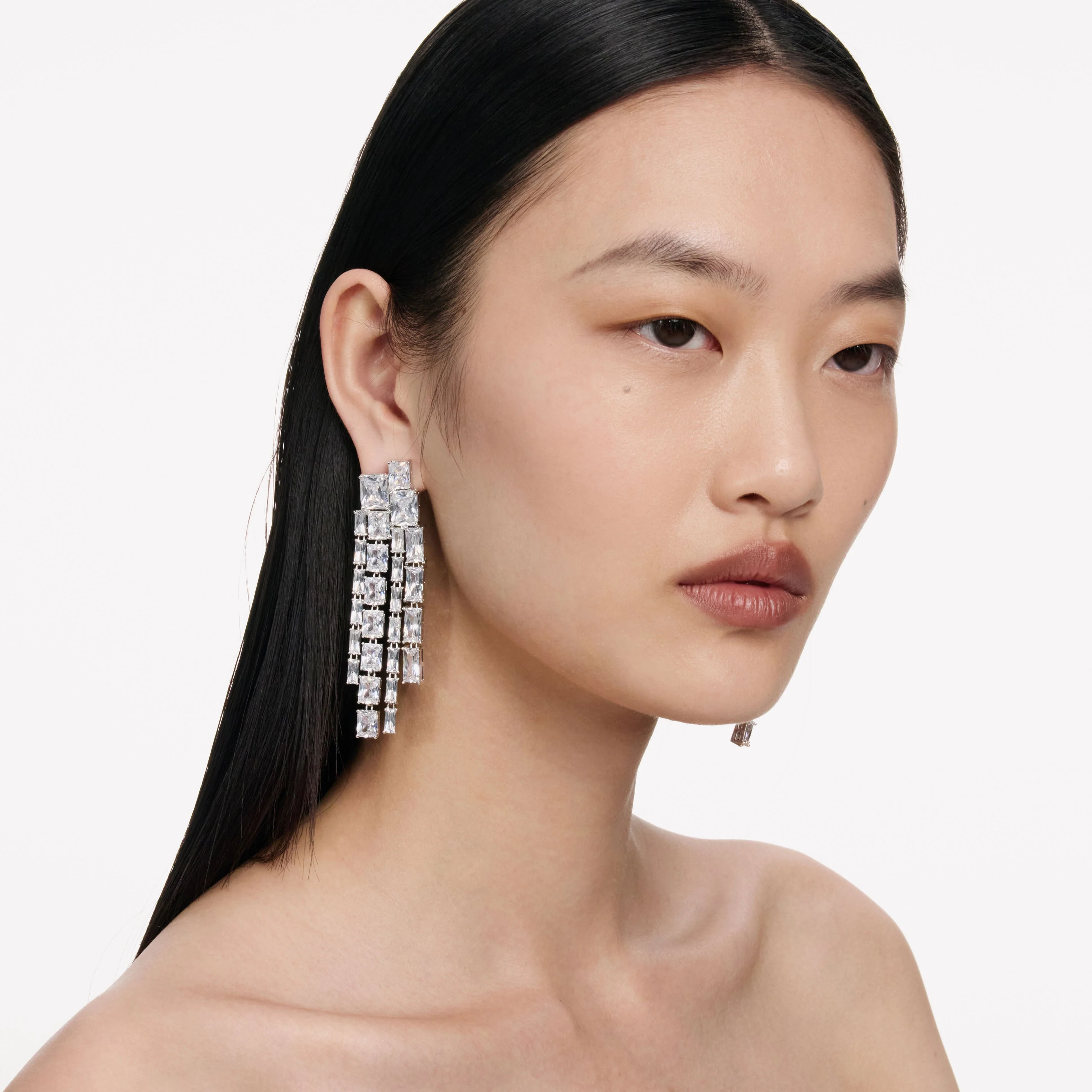 Square Crystal Dangle Earrings - Image 2