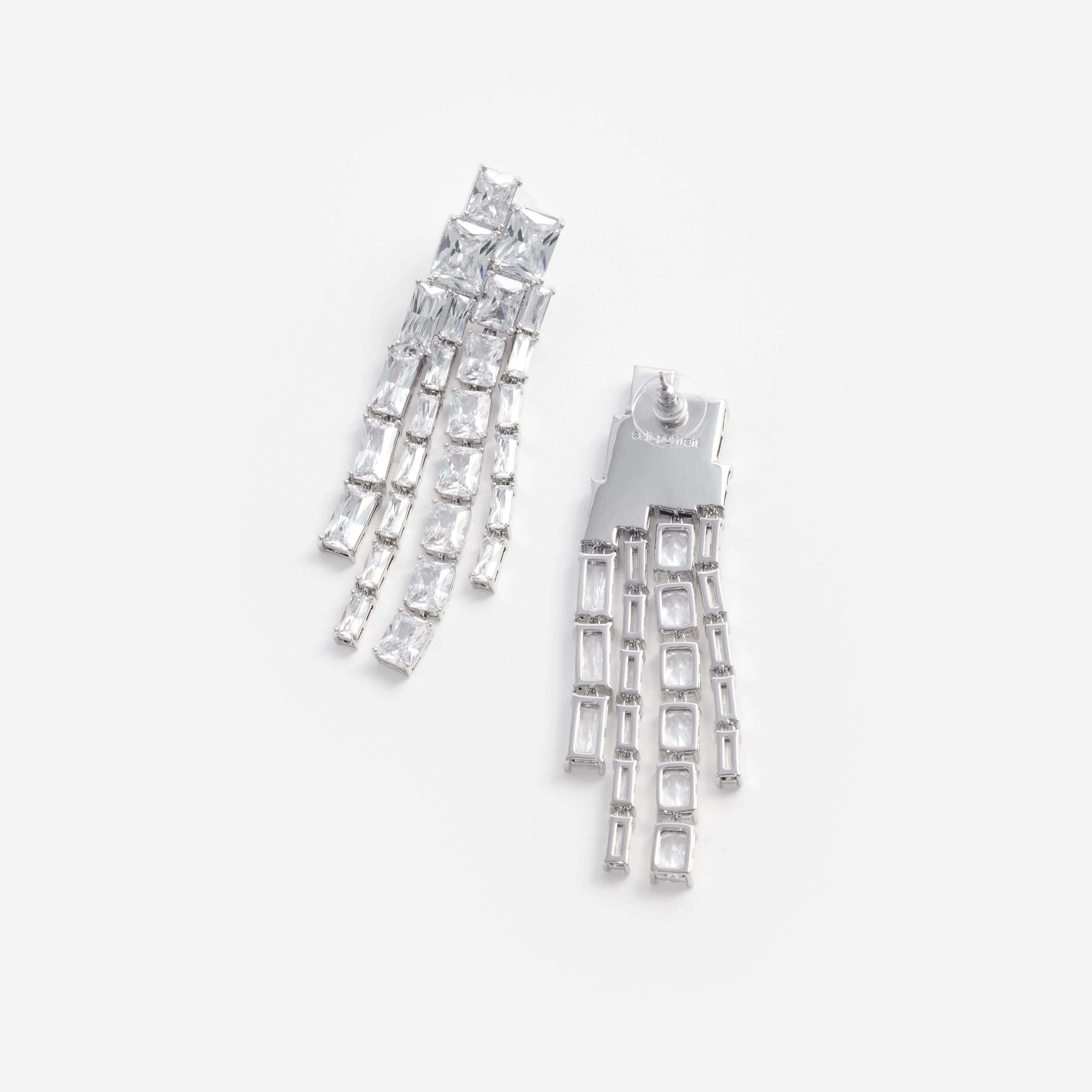 Square Crystal Dangle Earrings - Image 3