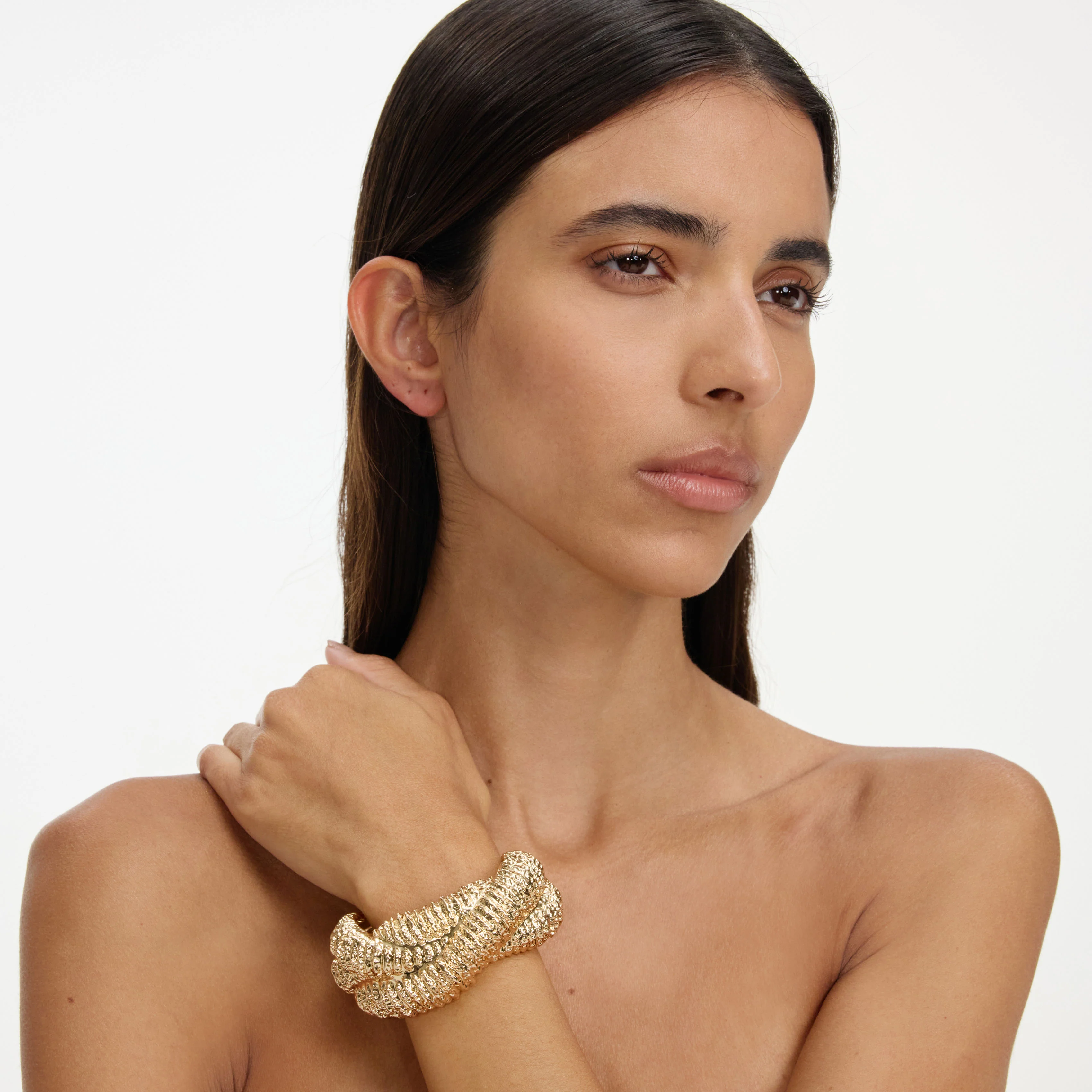 Textured Gold Twisted Cuff - Image 2