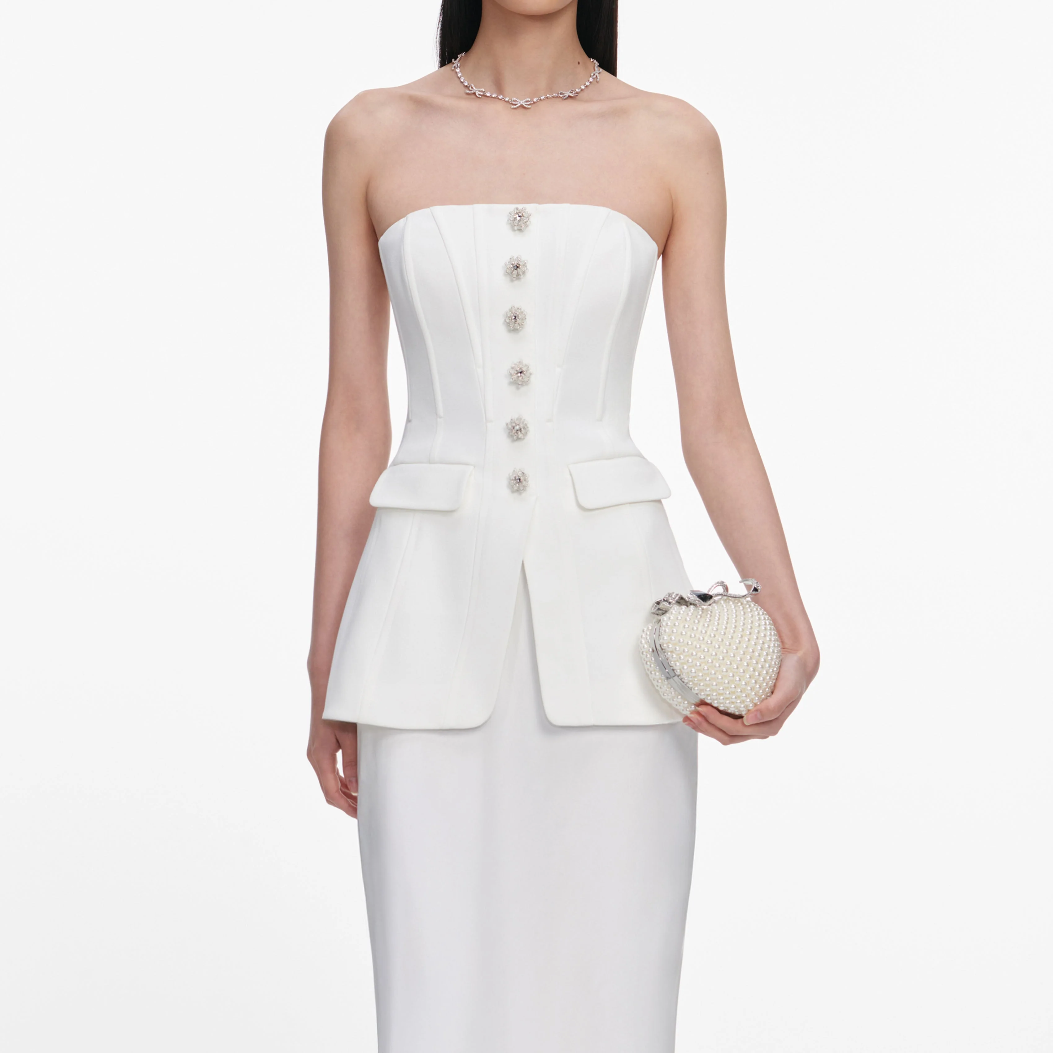 White Bandeau Maxi Dress - Image 4