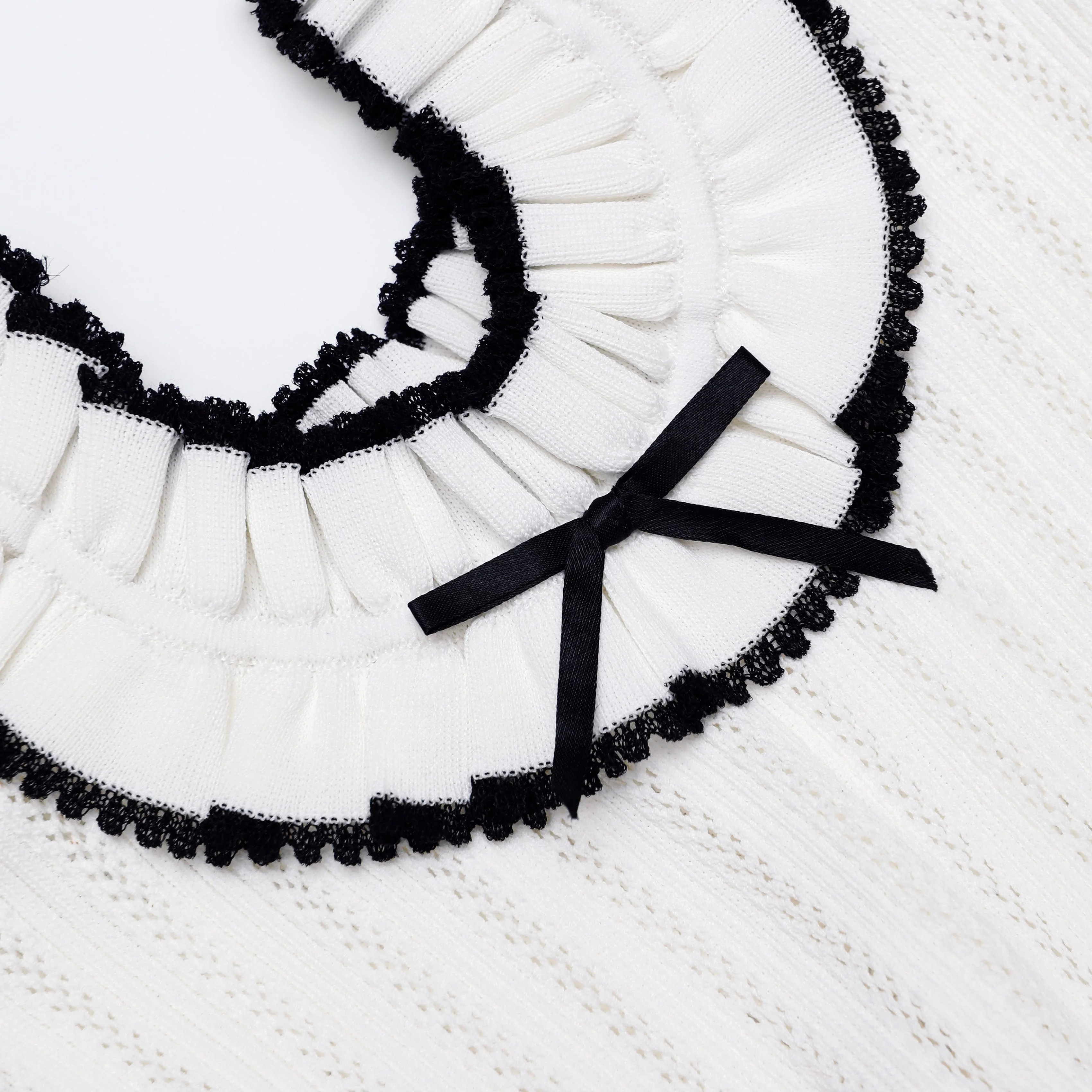 White Contrast Trim Knit Mini Dress - Image 5