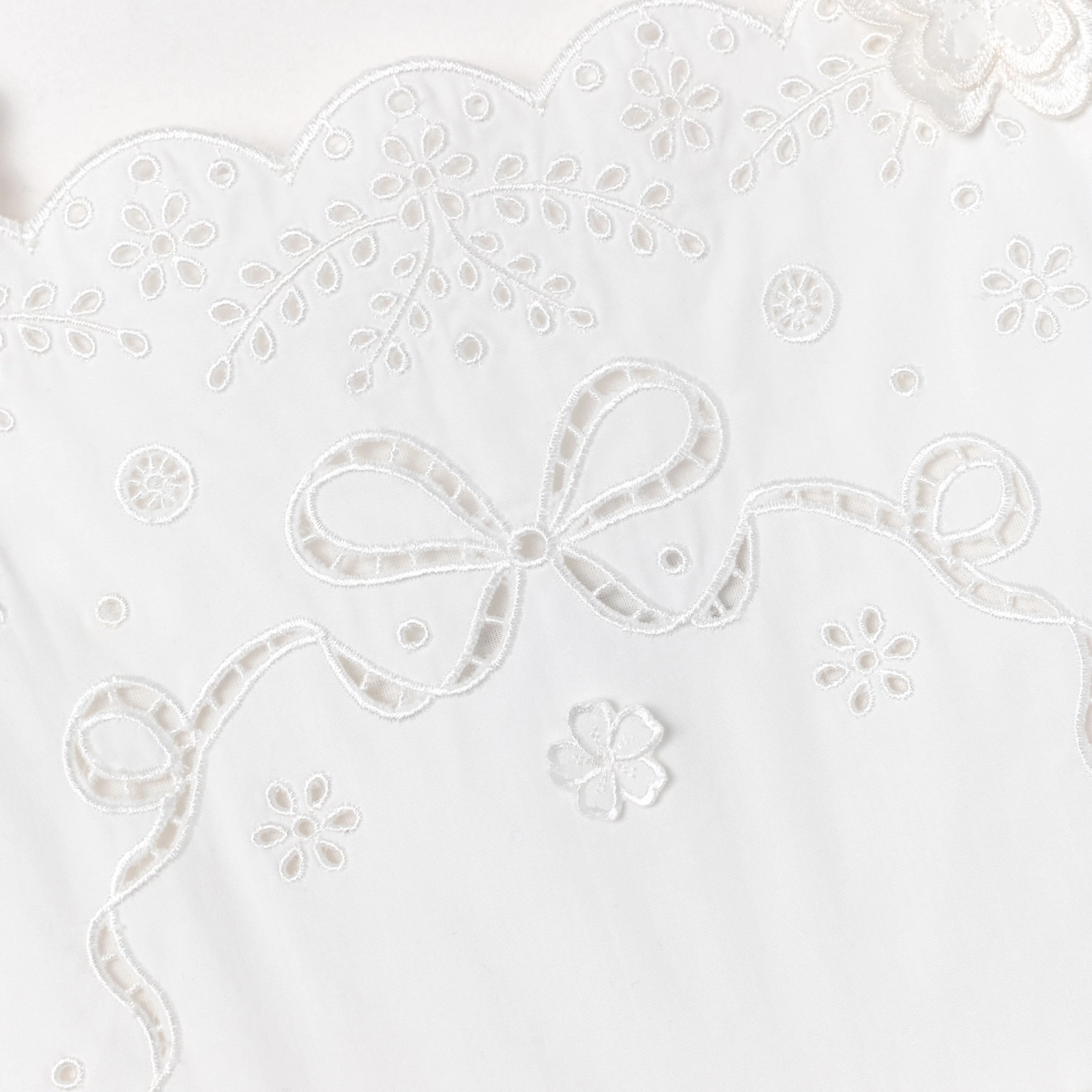 White Cotton Embroidered Dress - Image 3