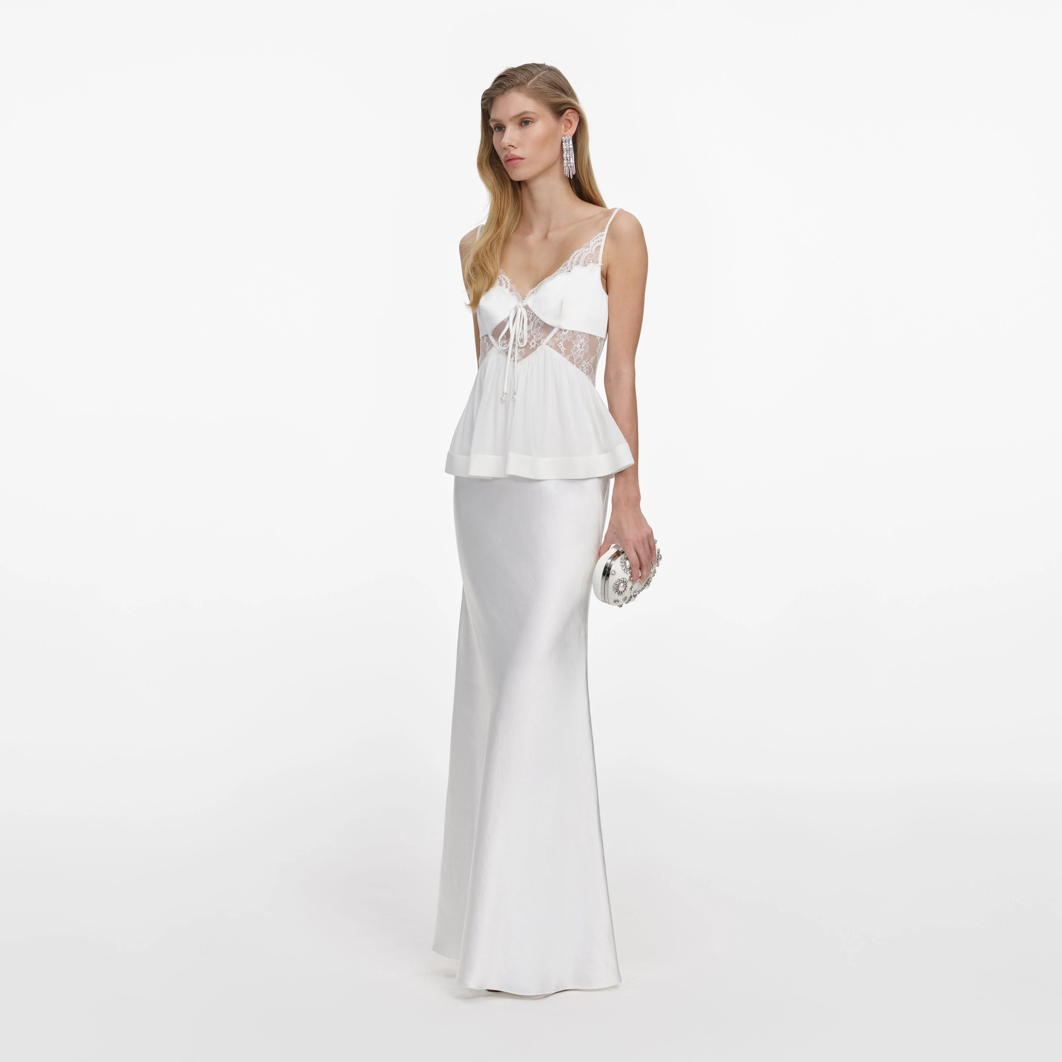 White Georgette Satin Maxi Dress - Image 2