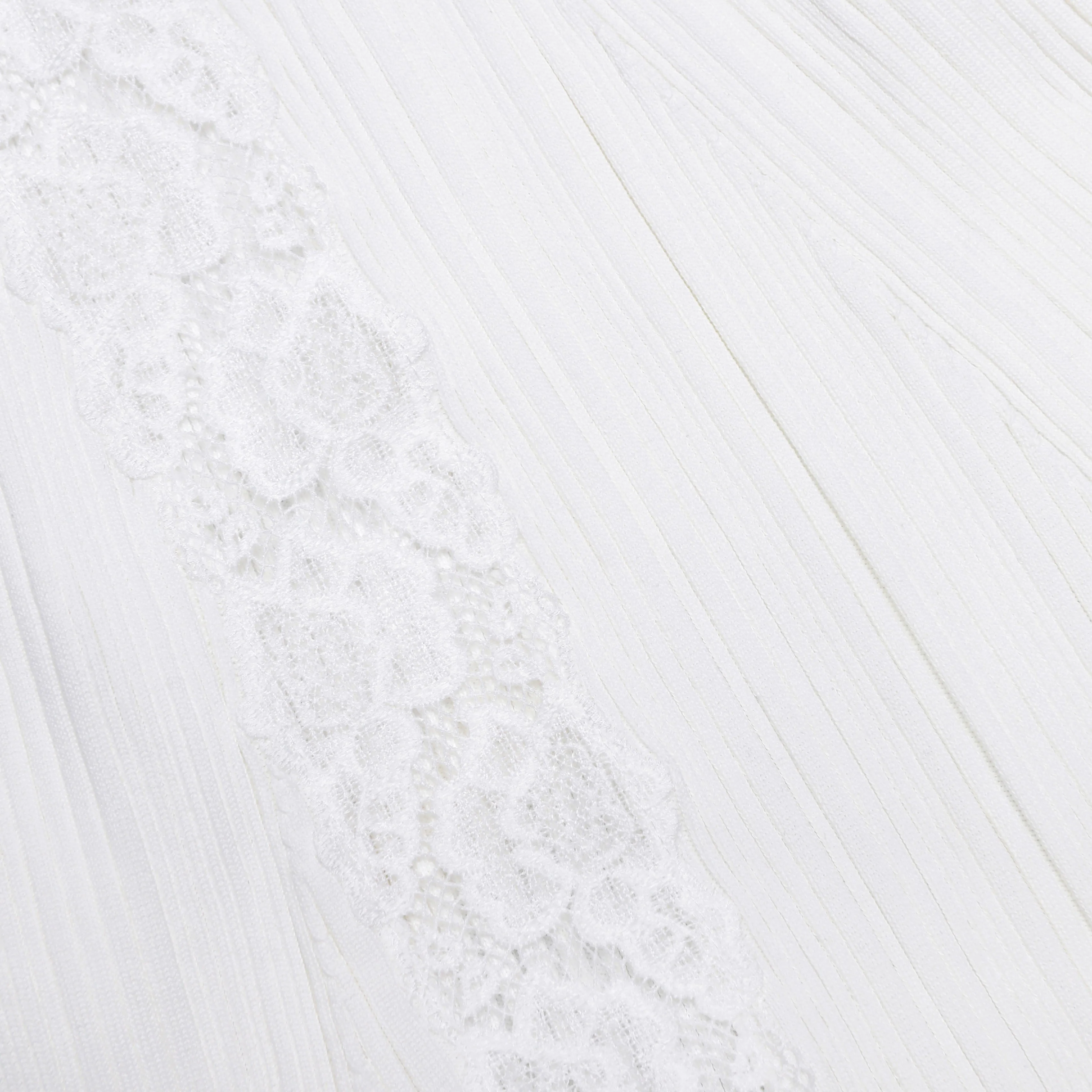 White Knit Lace Insert Midi Dress - Image 5