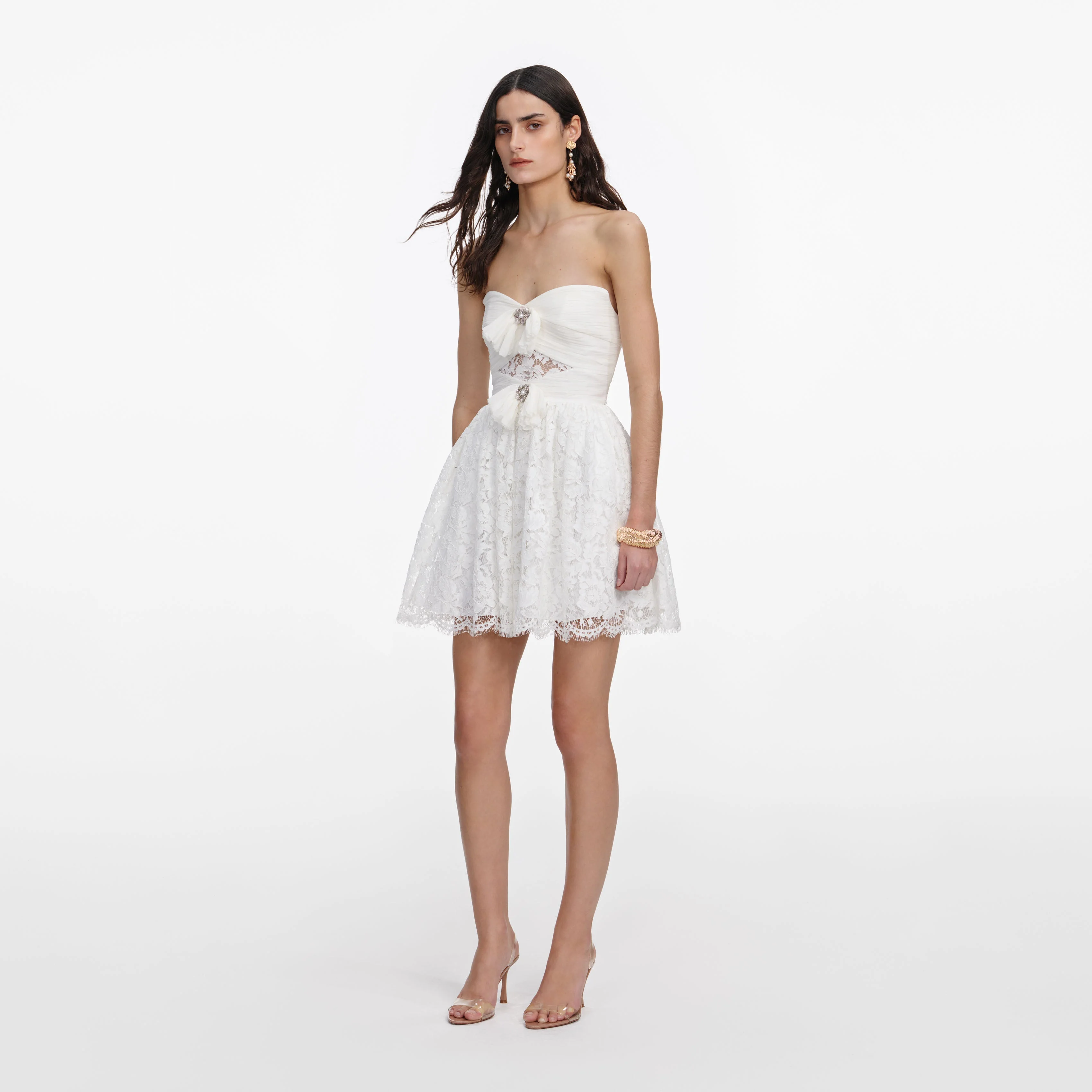 White Lace Bow Mini Dress - Image 2