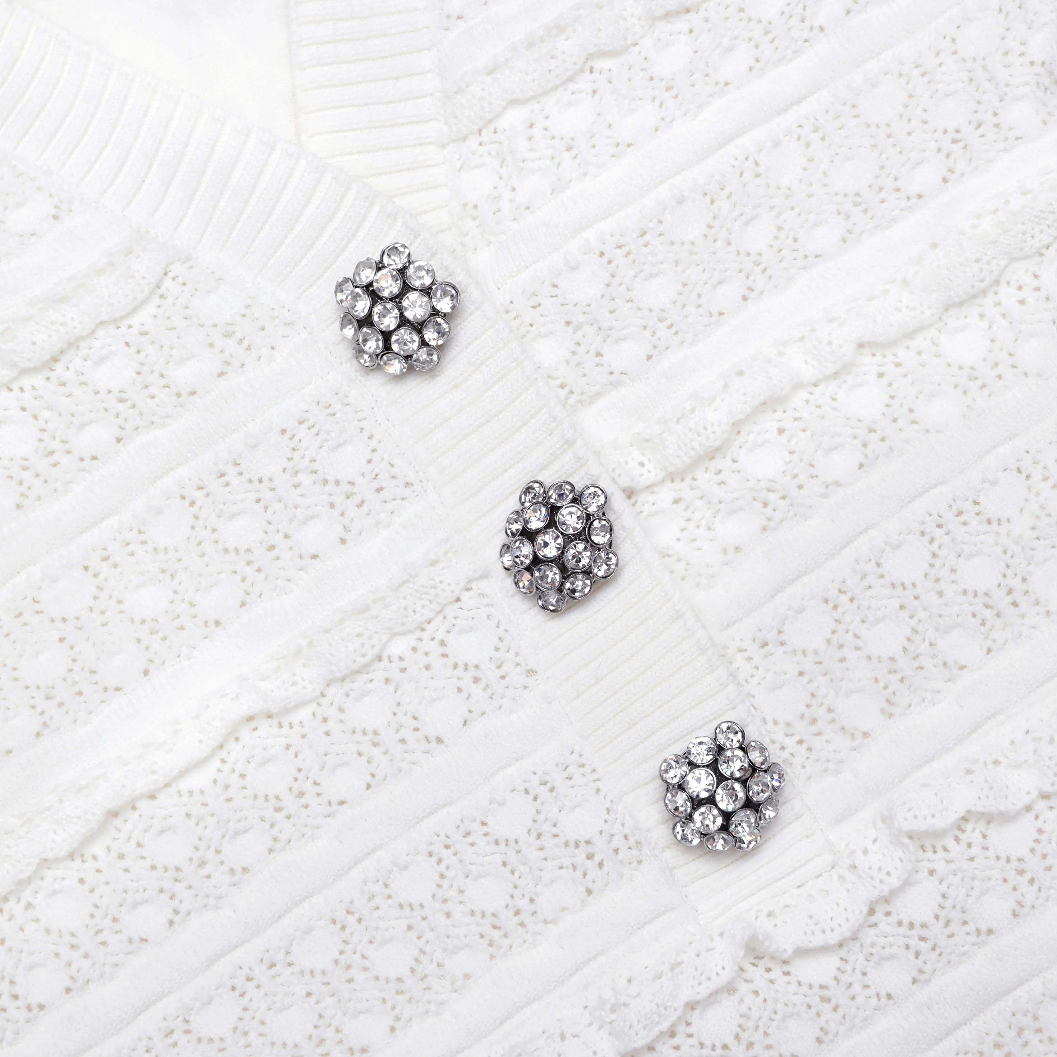 White Pointelle Diamante Knit Mini Dress - Image 5
