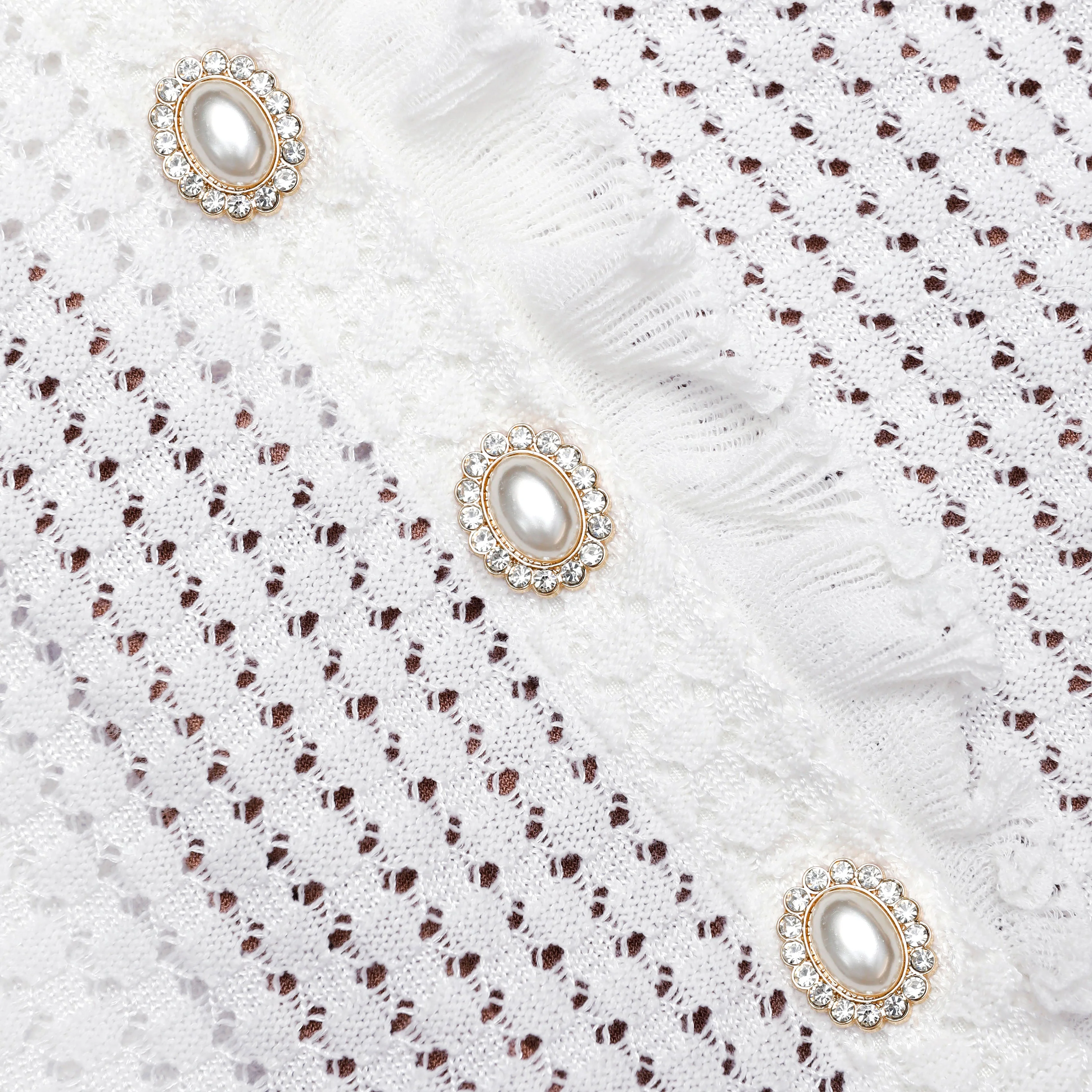 White Lace Collared Pointelle Knit Mini Dress - Image 5