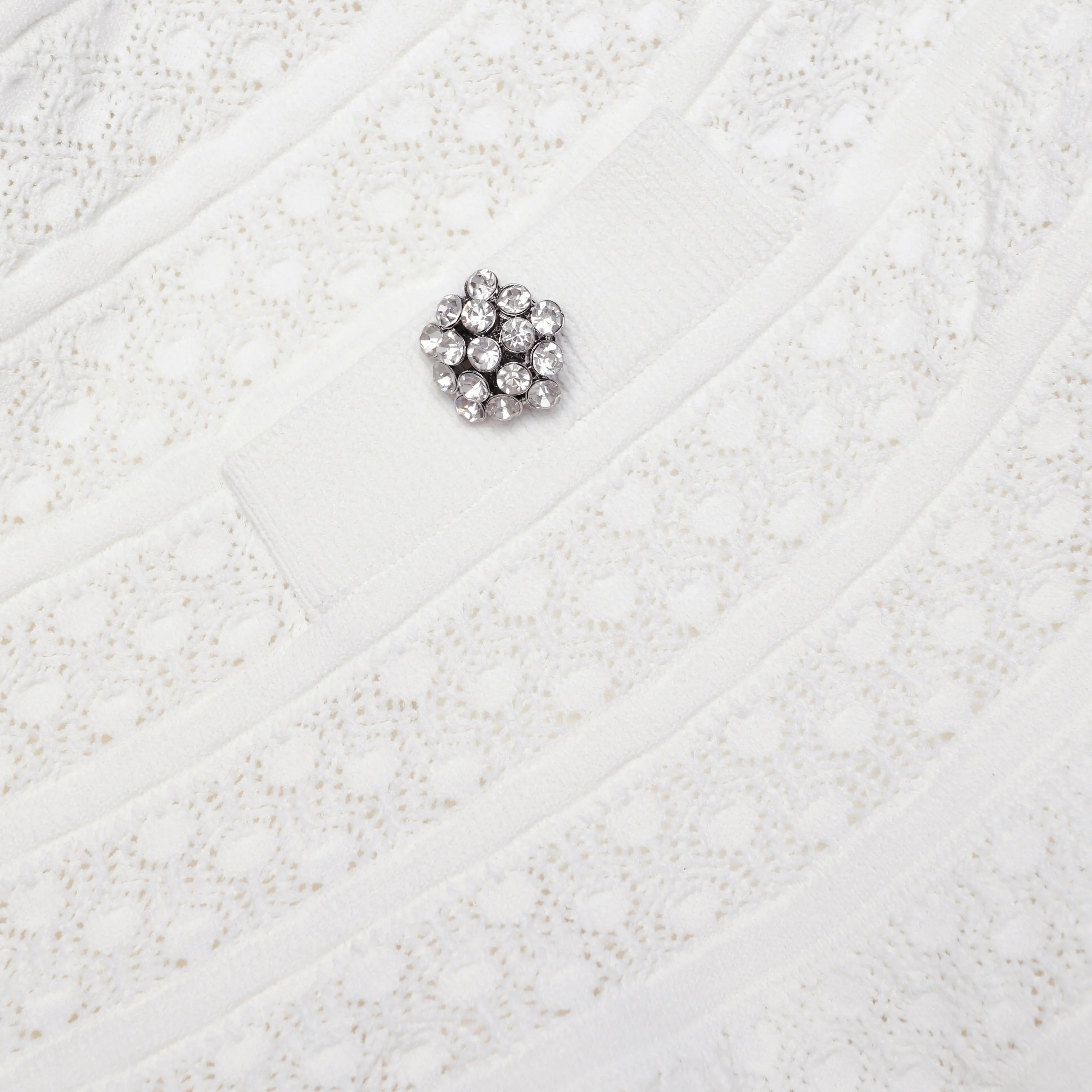 White Pointelle Knit Mini Skirt - Image 5