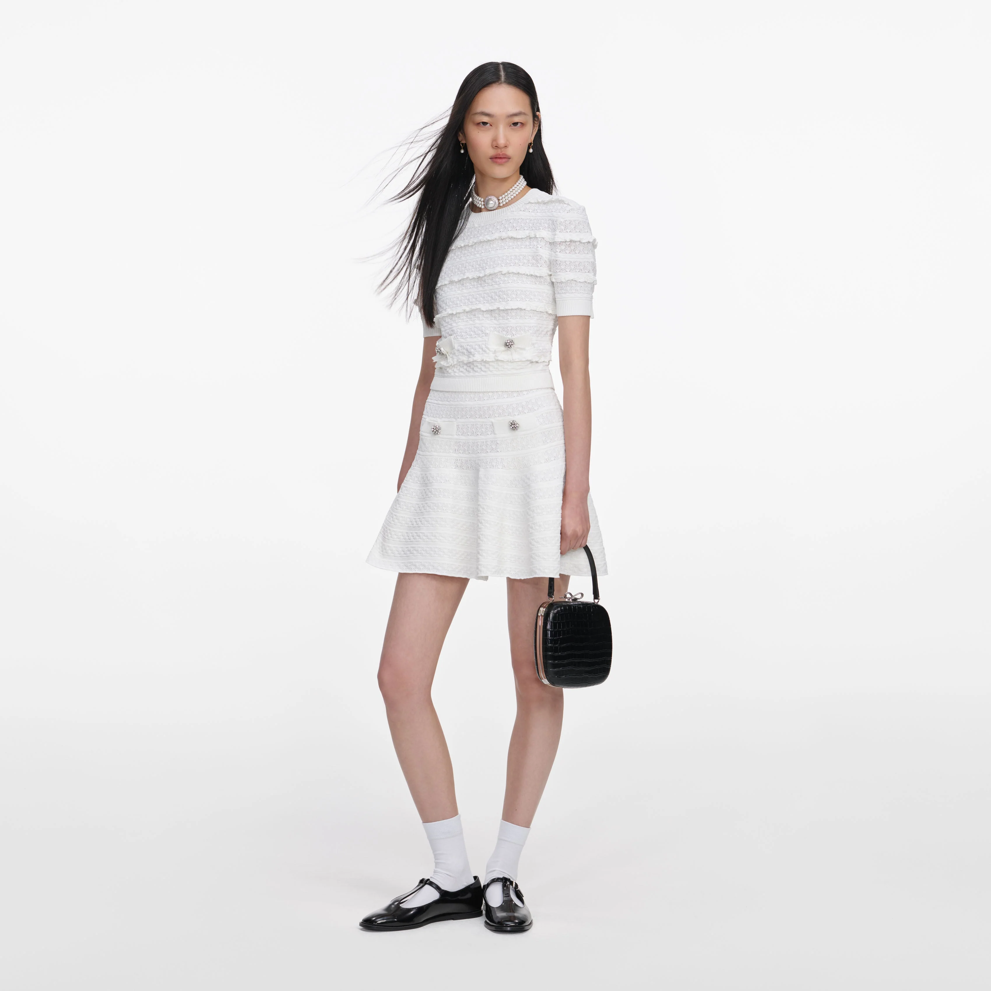 White Pointelle Knit Top - Image 2