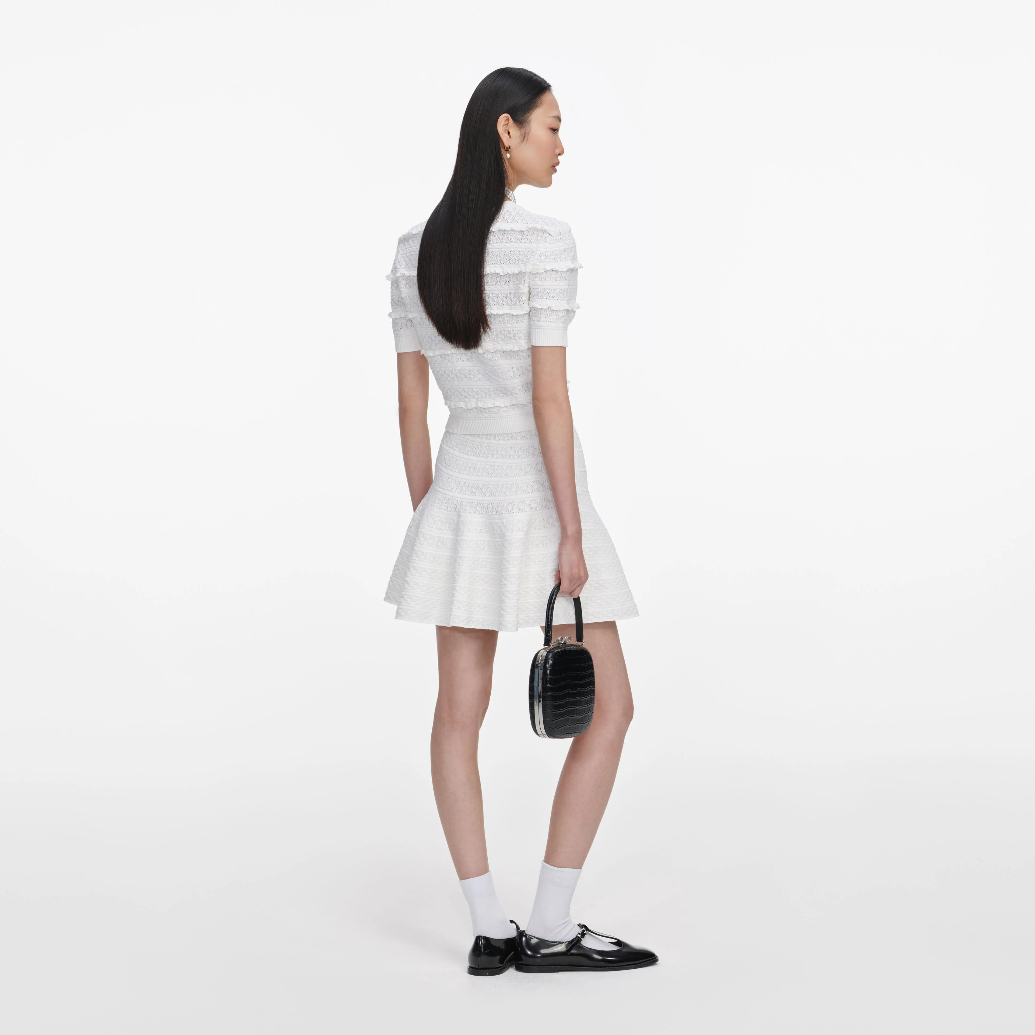 White Pointelle Knit Top - Image 3