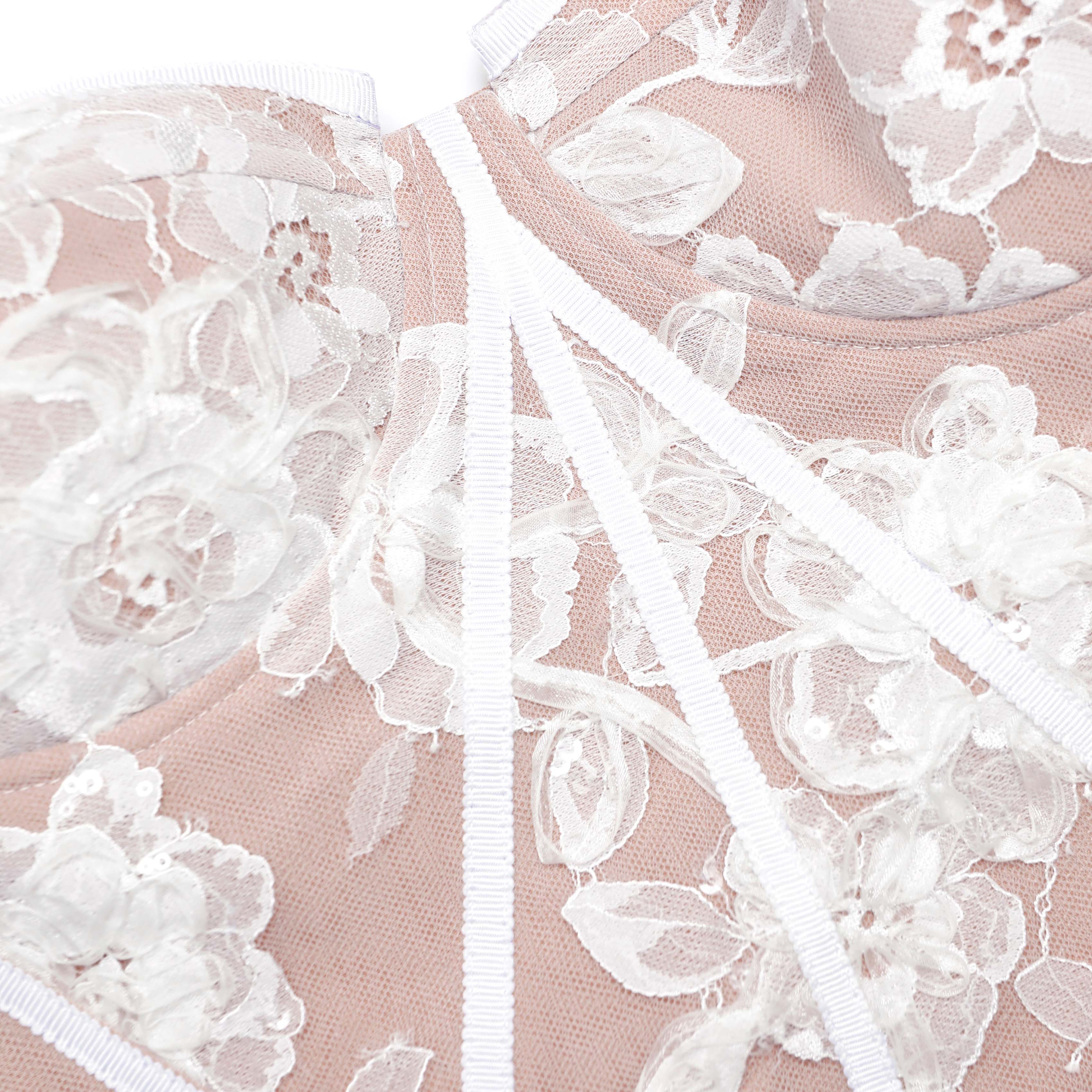 White Sequin Lace Bandeau Top - Image 5