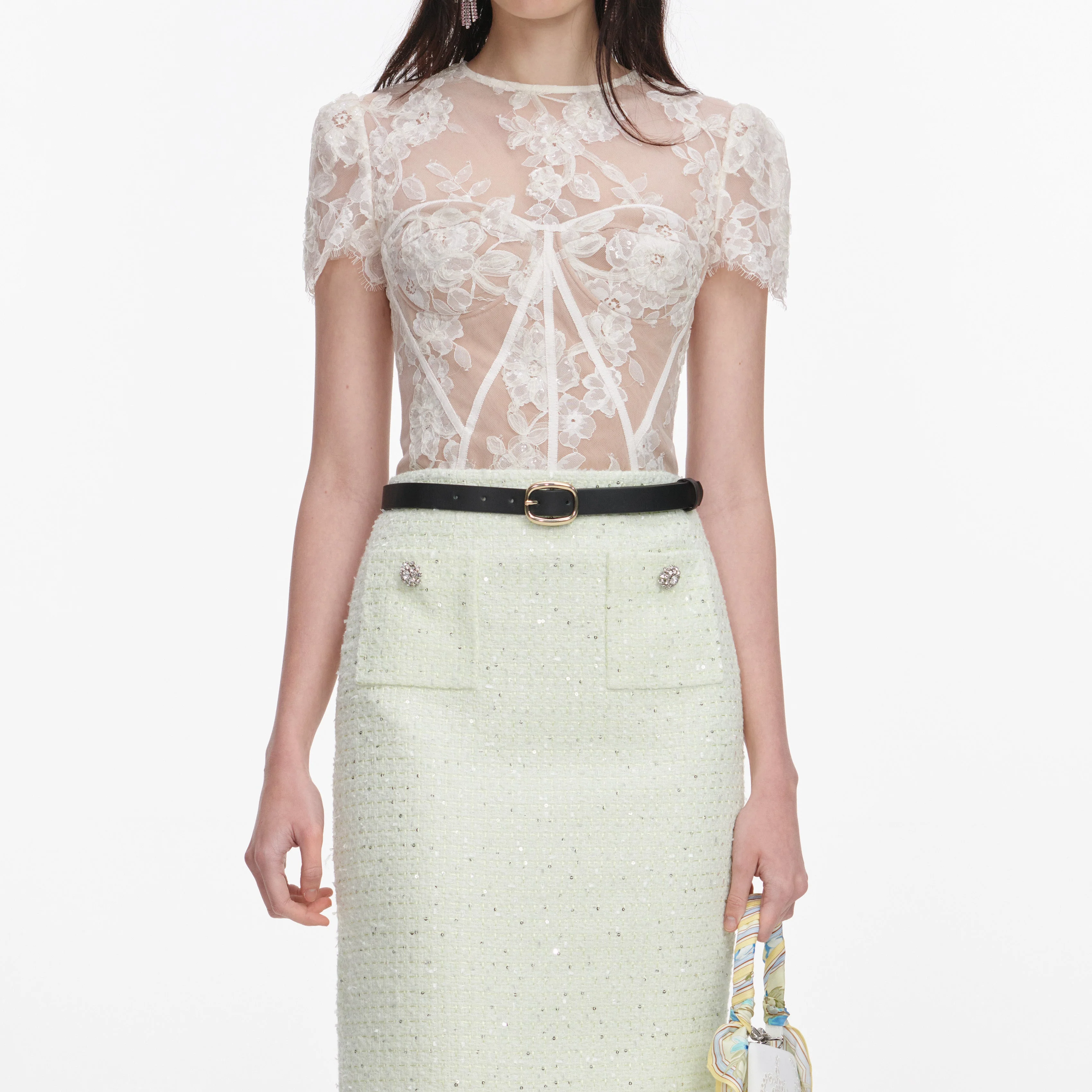 White Sequin Lace Top - Image 4