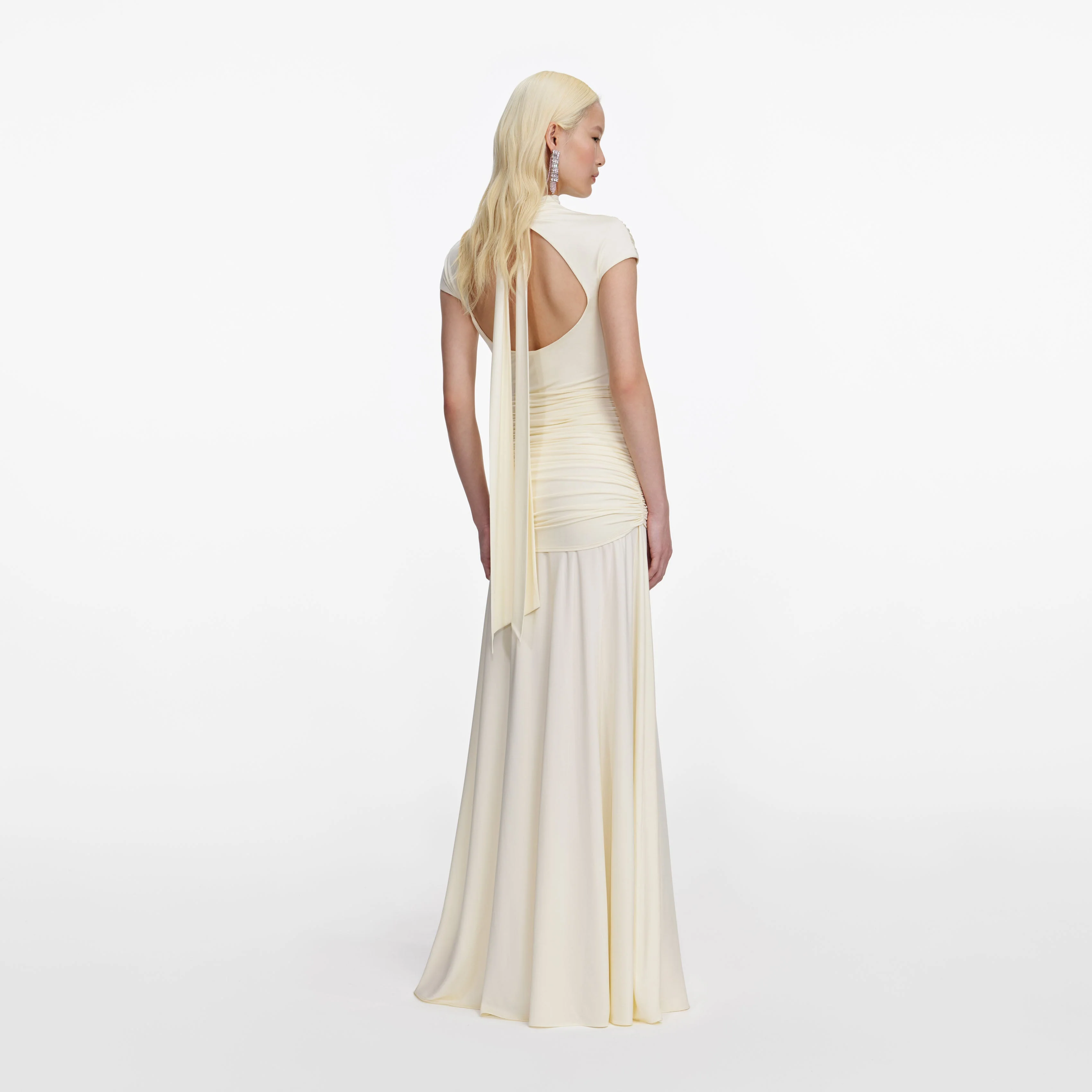Yellow Jersey Draped Maxi Dress - Image 3