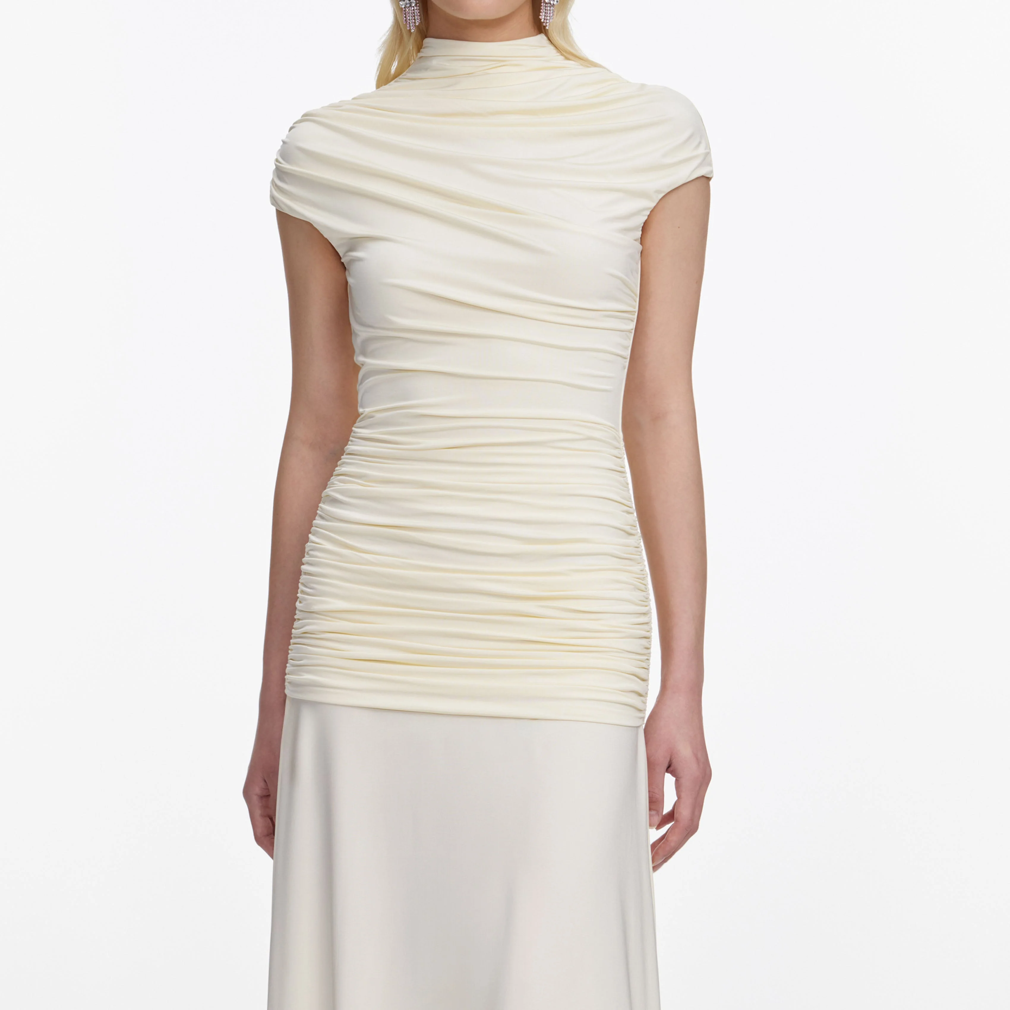 Yellow Jersey Draped Maxi Dress - Image 4