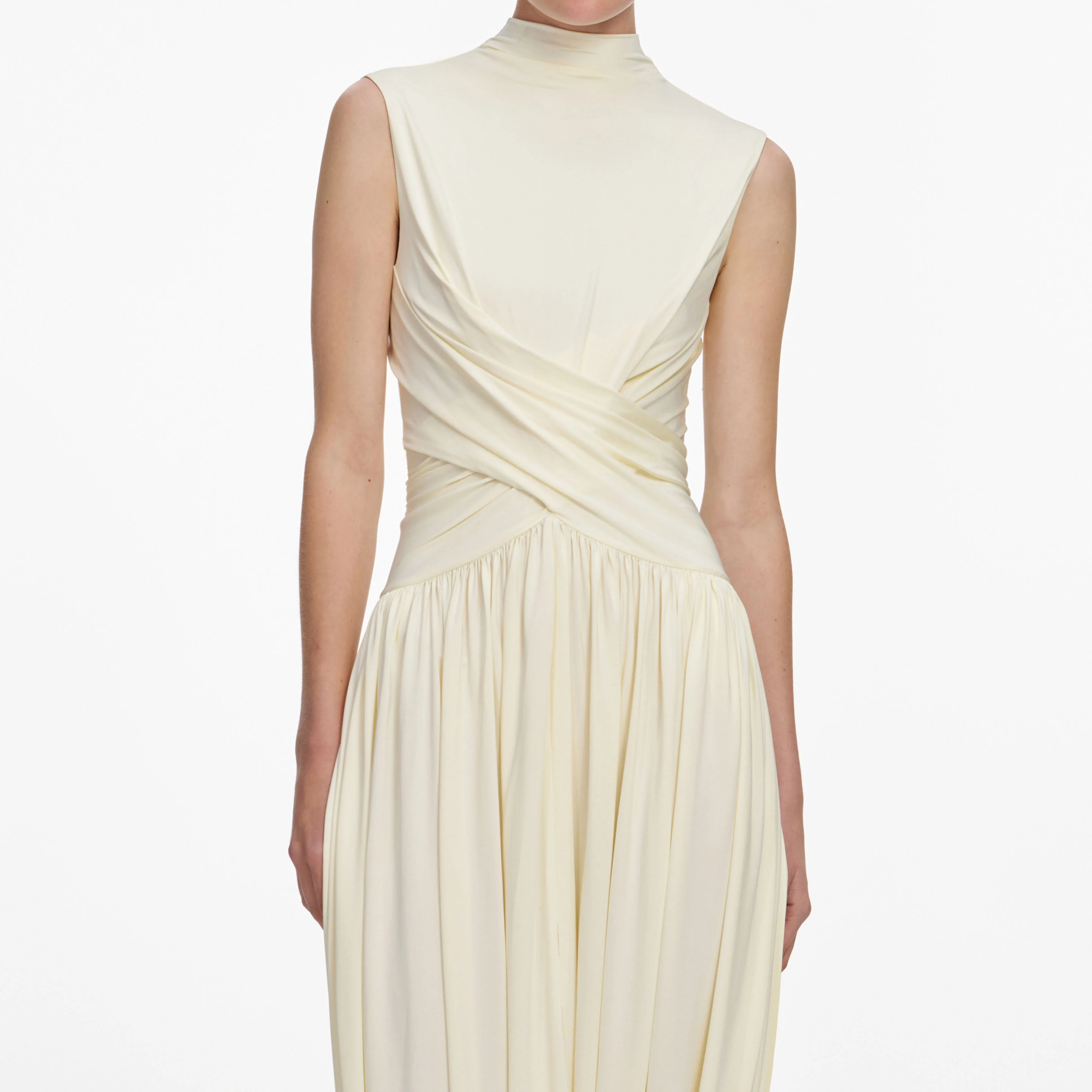 Yellow Jersey Wrap Midi Dress - Image 4
