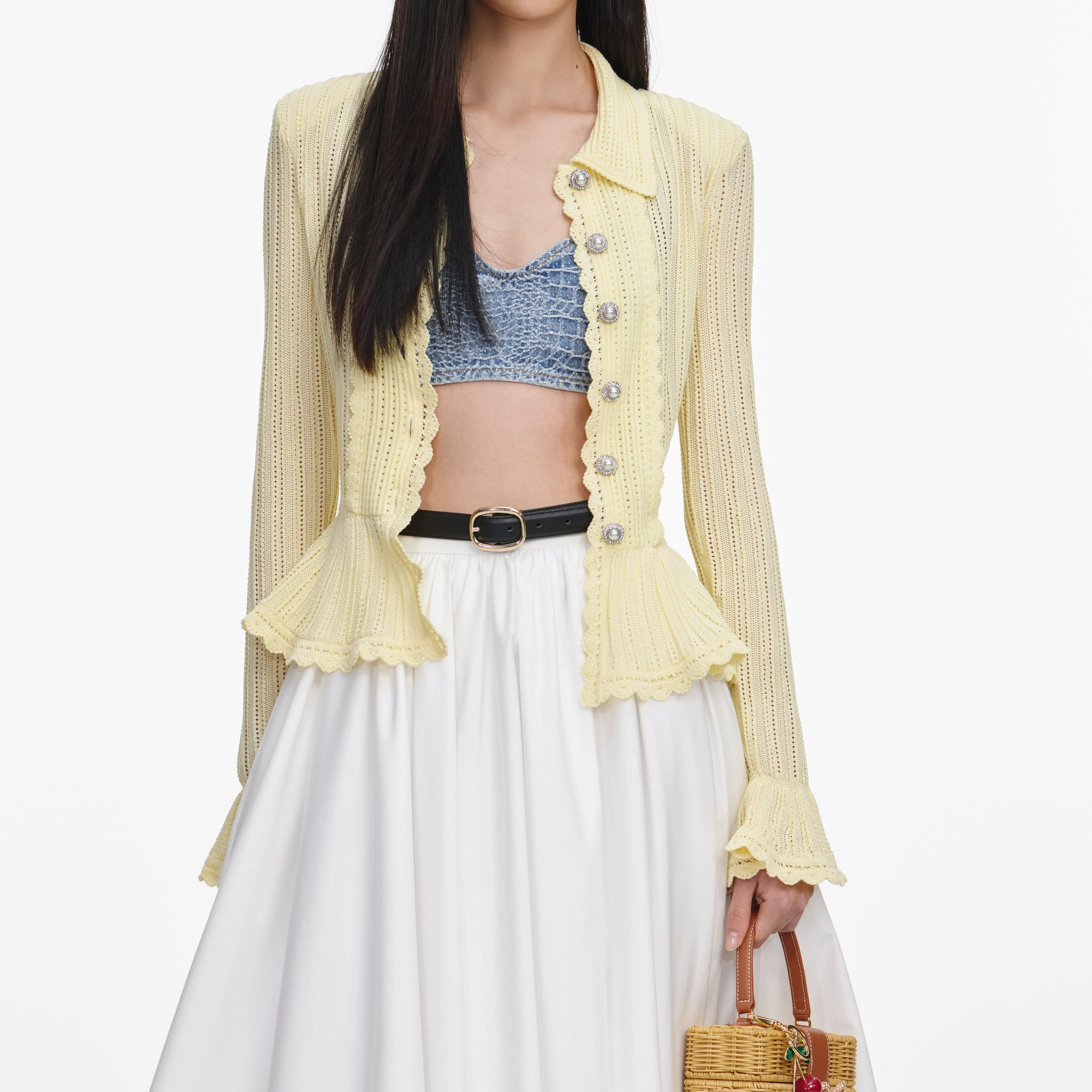Yellow Pointelle Cardigan - Image 4