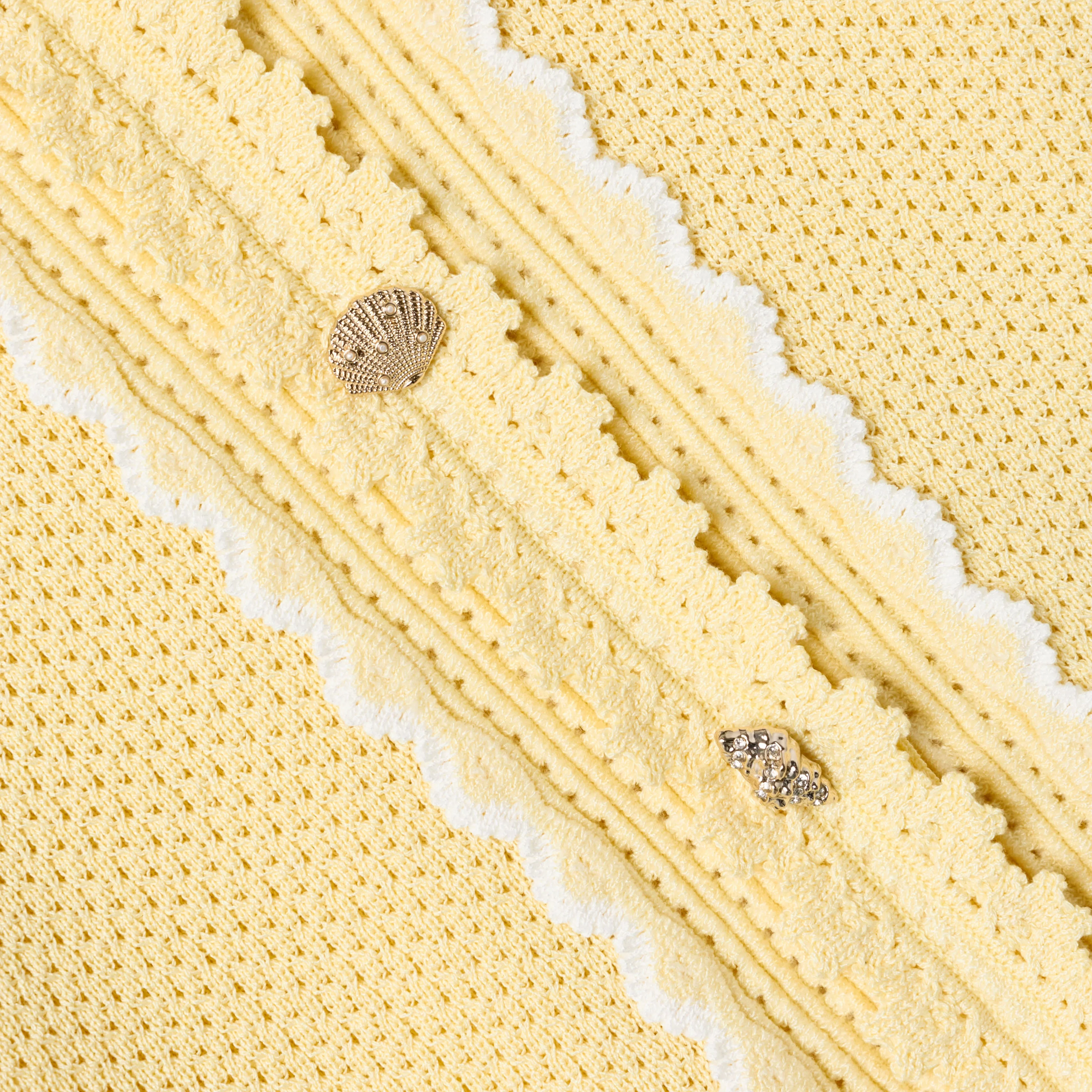 Yellow Pointelle  Frill Cardigan - Image 4