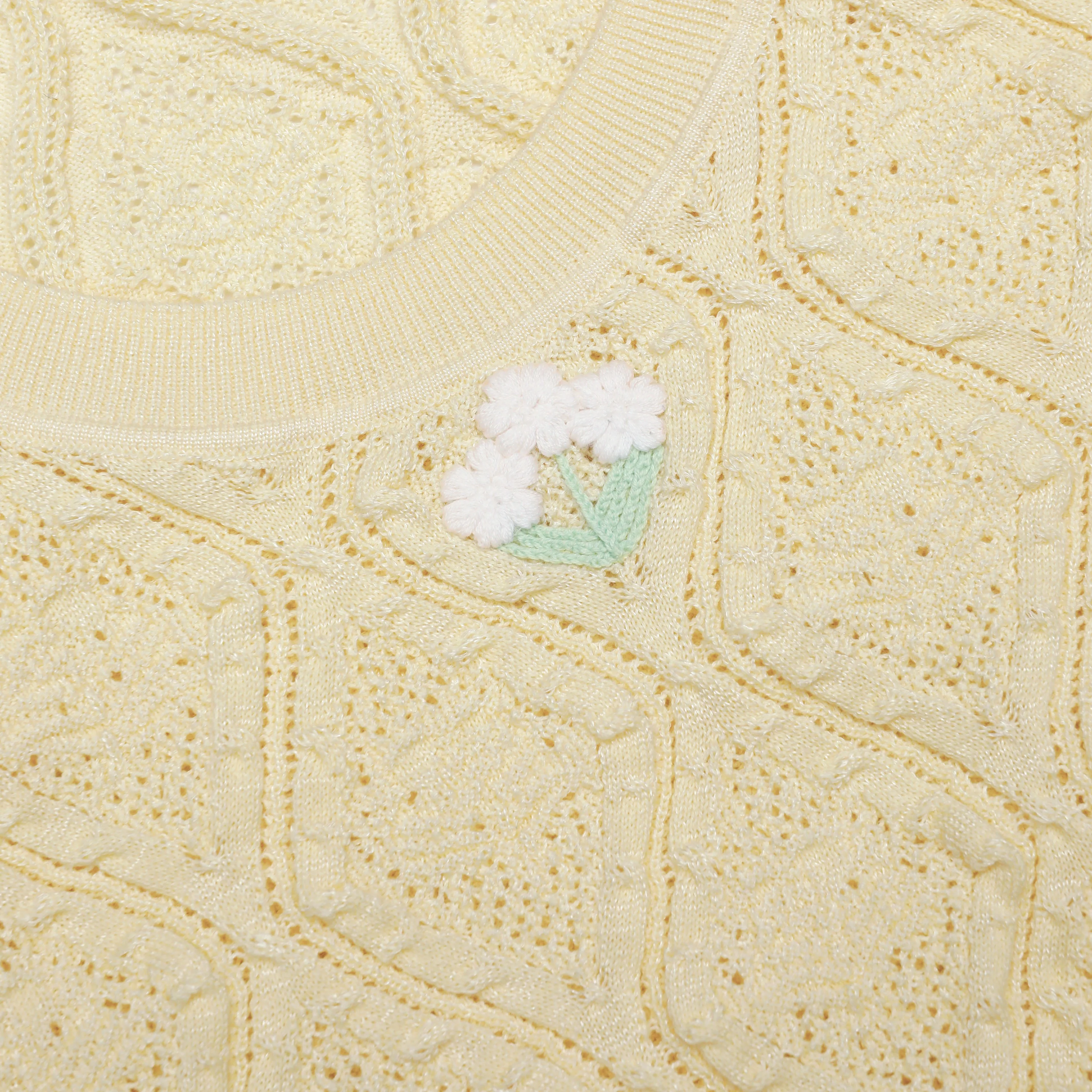 Yellow Pointelle Knit Midi Dress - Image 5