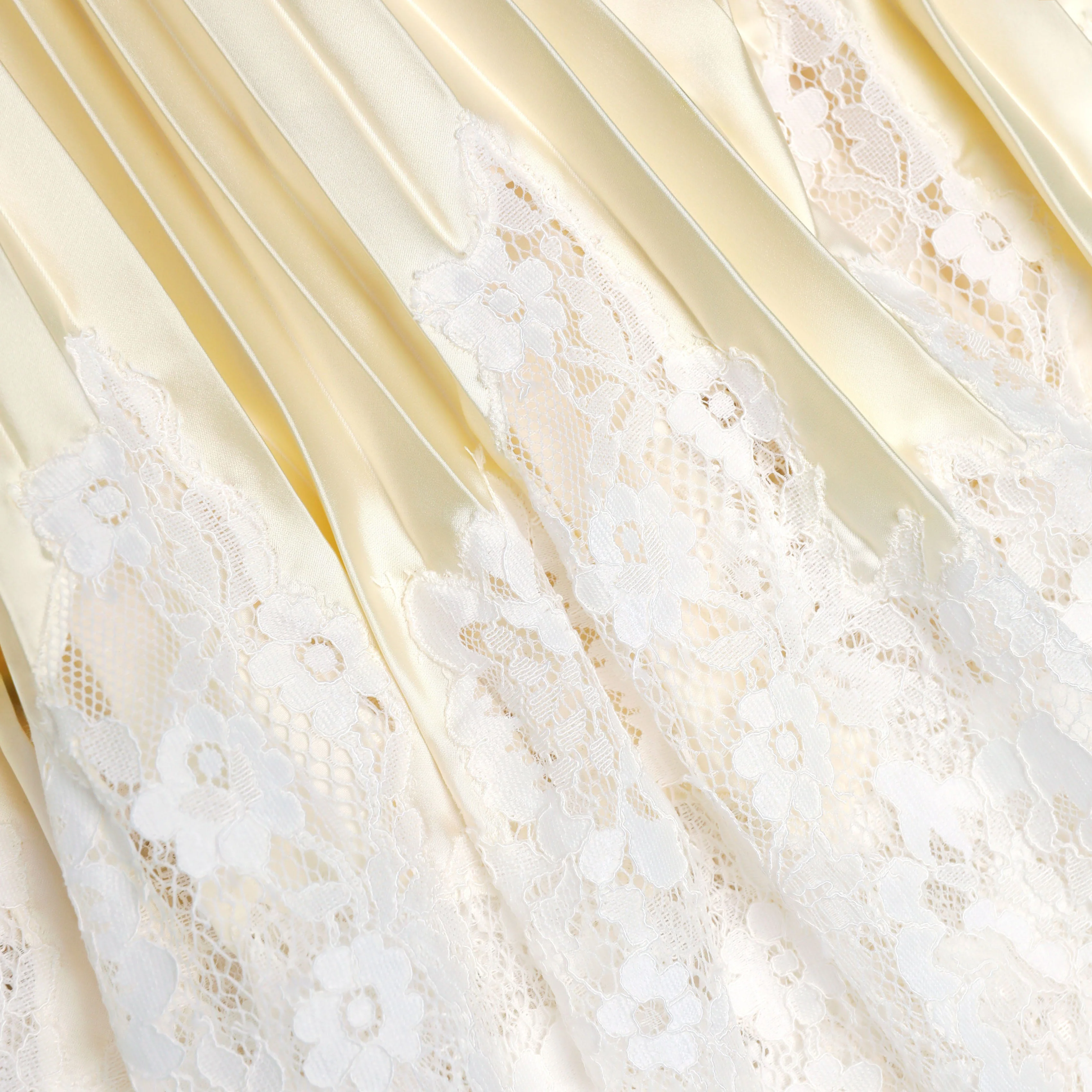 Yellow Satin Lace Midi Skirt - Image 5