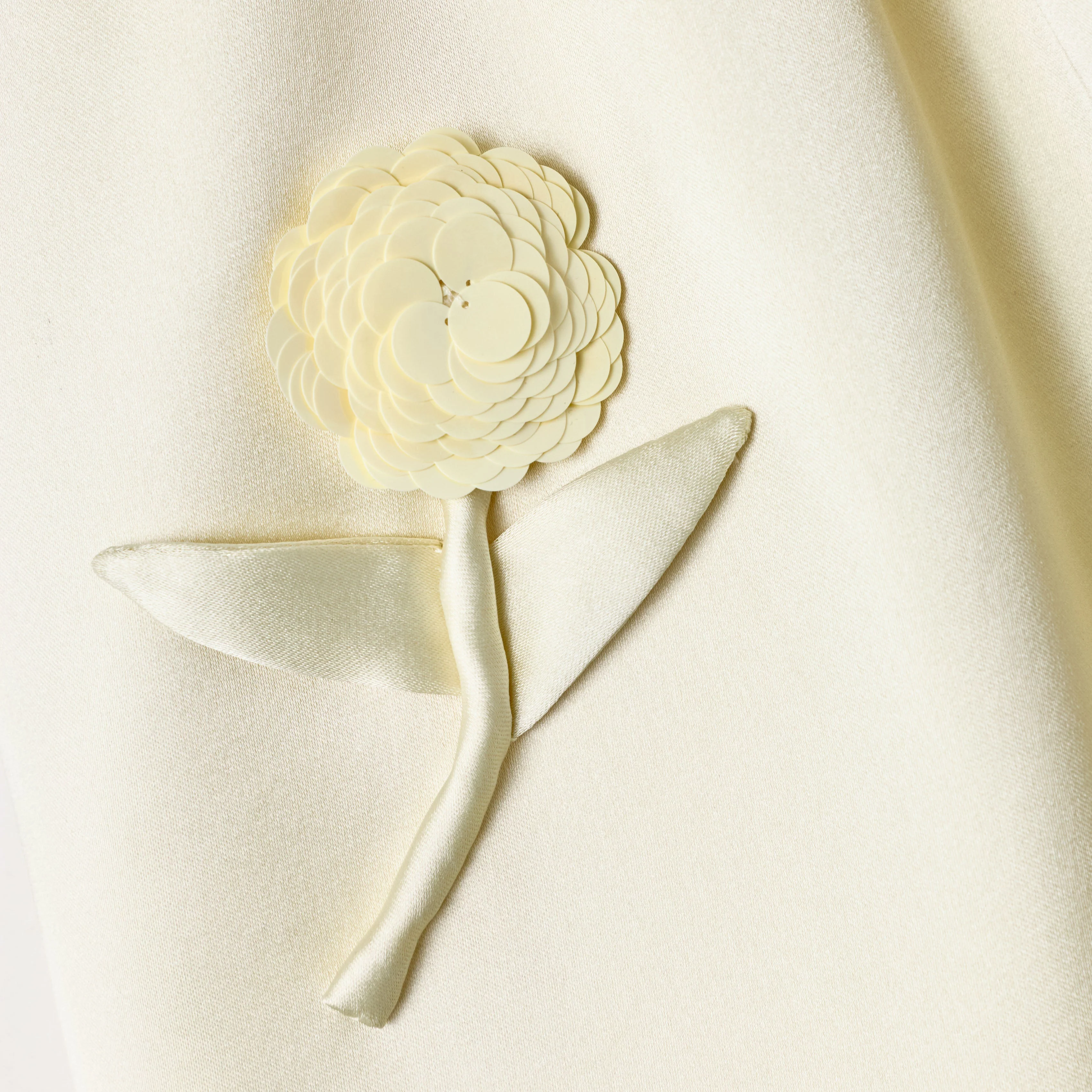 Yellow Satin Sequin Flower Skirt - Image 3