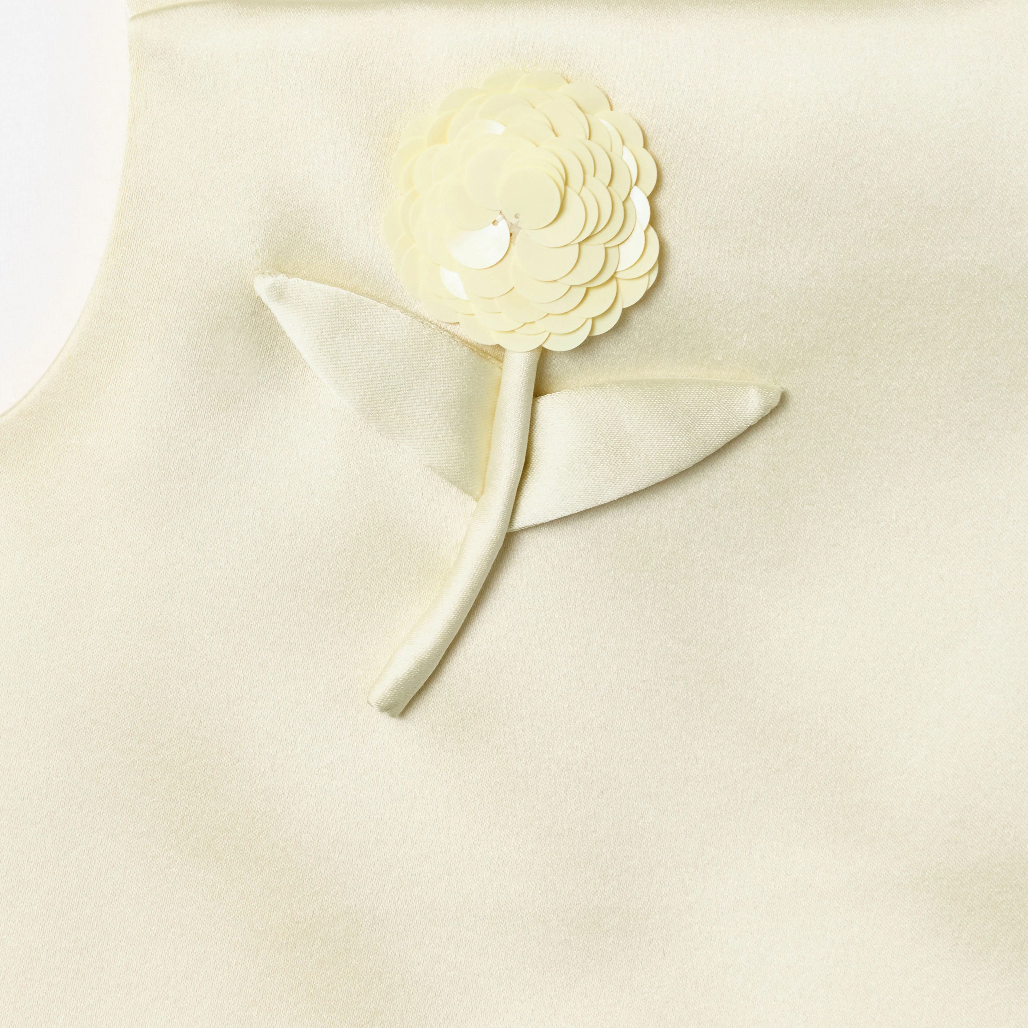Yellow Satin Sequin Flower Top - Image 3